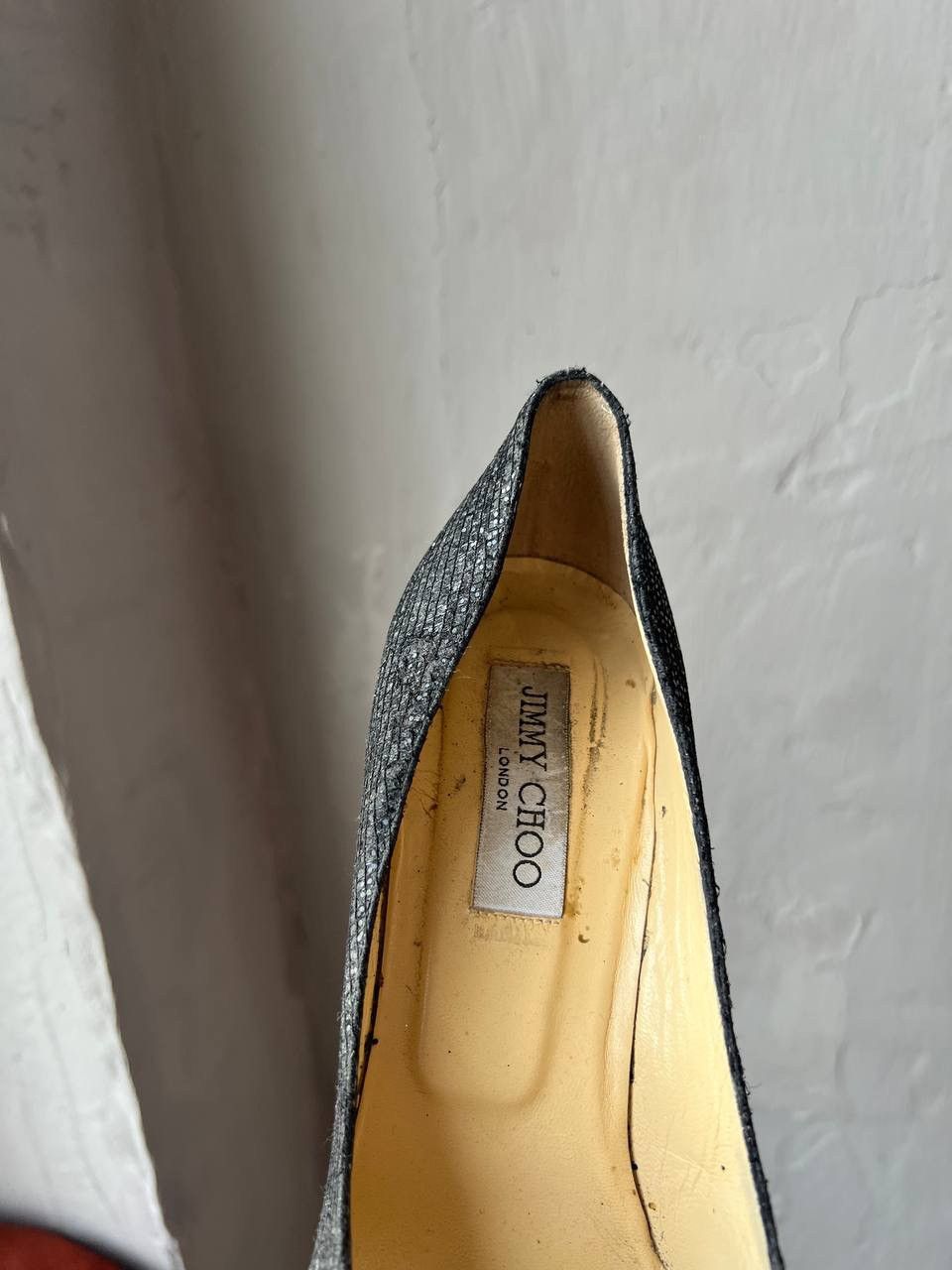 Jimmy Choo JIMMY CHOO LONDON BLACK GLITTER LOVE POINTED PUMPS HEELS 40 Size US 10 / IT 40 - 4 Thumbnail