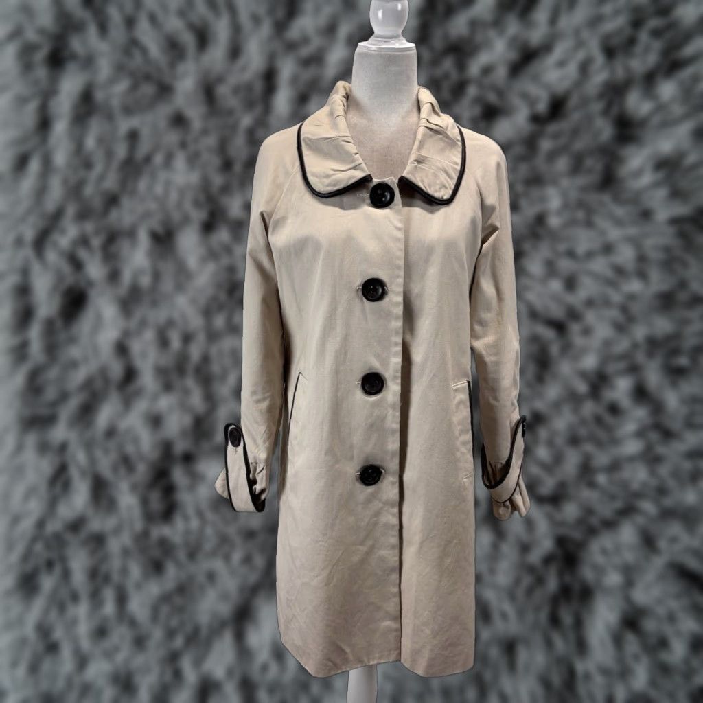 BB Dakota VINTAGE BB Dakota Tan Cotton Jacket Womens Large Retro Classic Button Overcoat Size L / US 10 / IT 46 - 1 Thumbnail