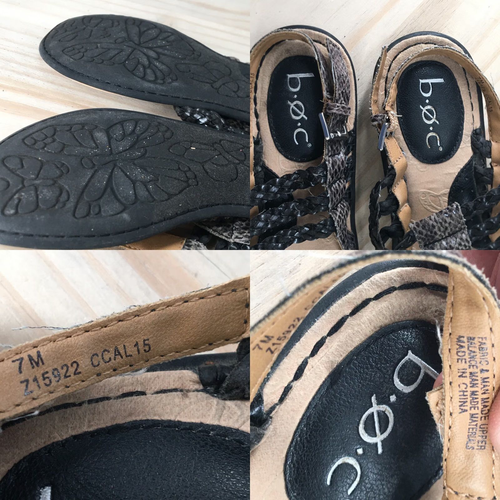 Born BOØN Born Concept Sandals Womens 7 M T Strap Flats Snakeskin Beige Buckle Sandal Size US 7 / IT 37 - 9 Thumbnail
