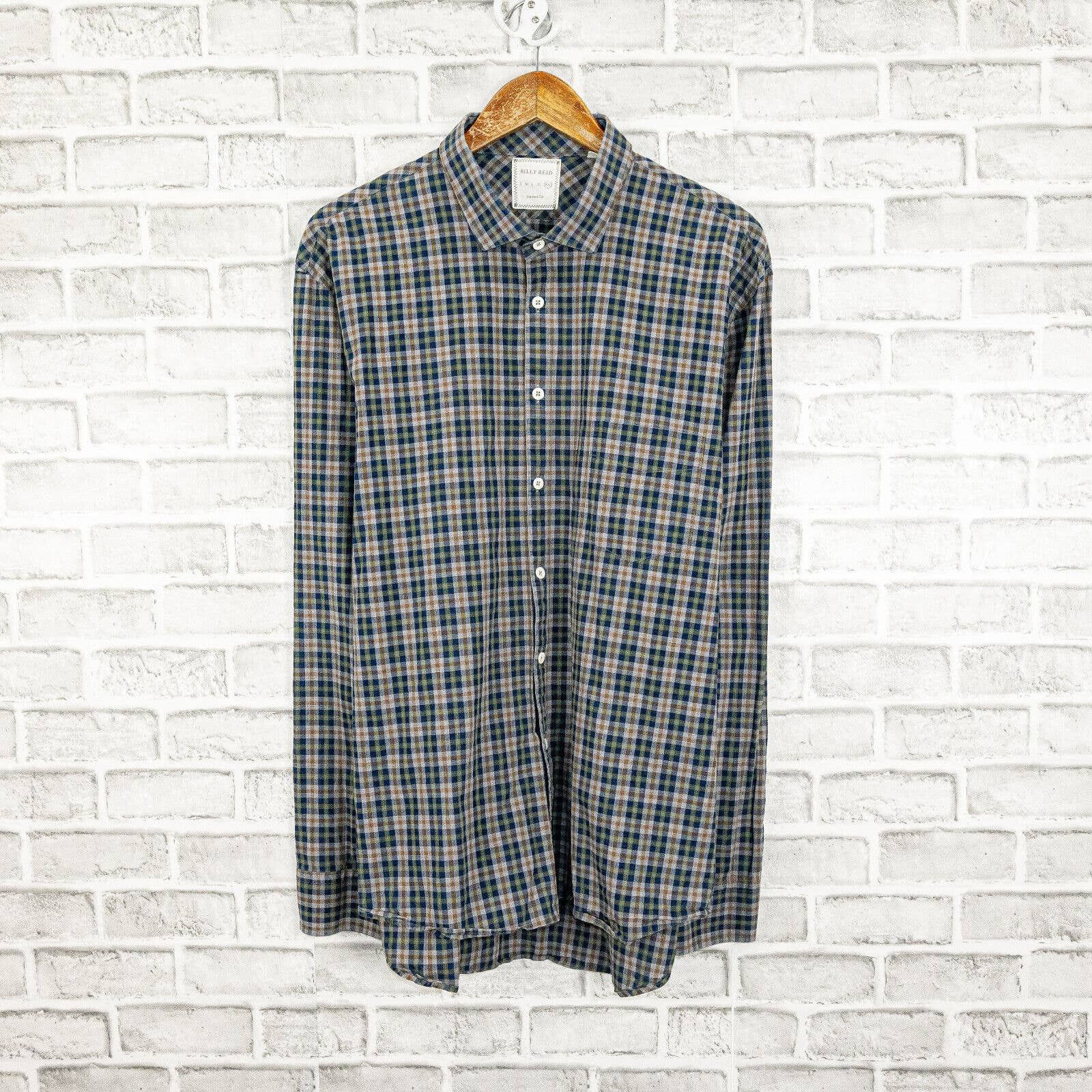 Billy Reid BILLY REID Standard Cut Button up Shirt Gray color check ...