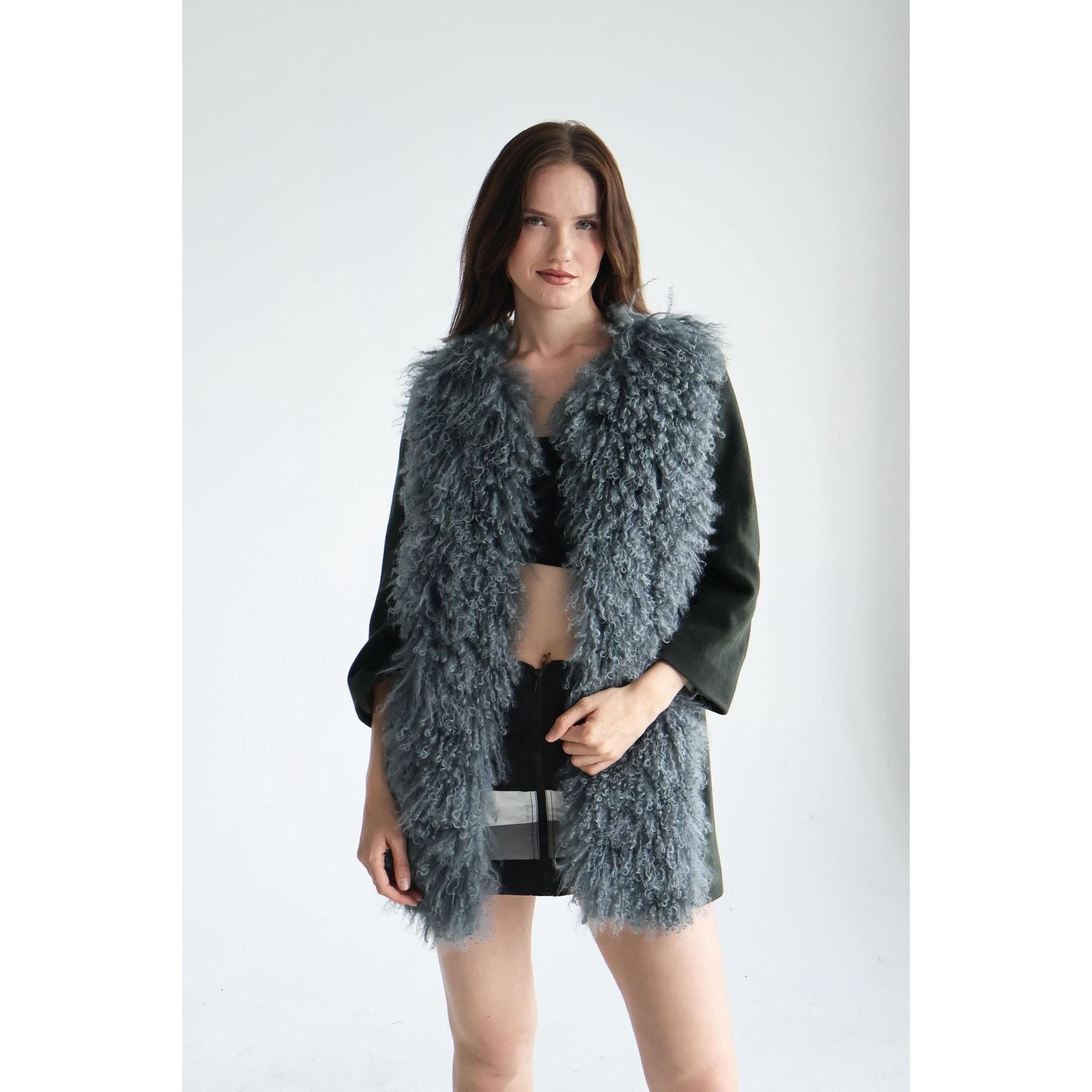 Vintage Vintage L'Autre Chose Paris Blue Mongolian Lamb Ciat Size L / US 10 / IT 46 - 2 Thumbnail