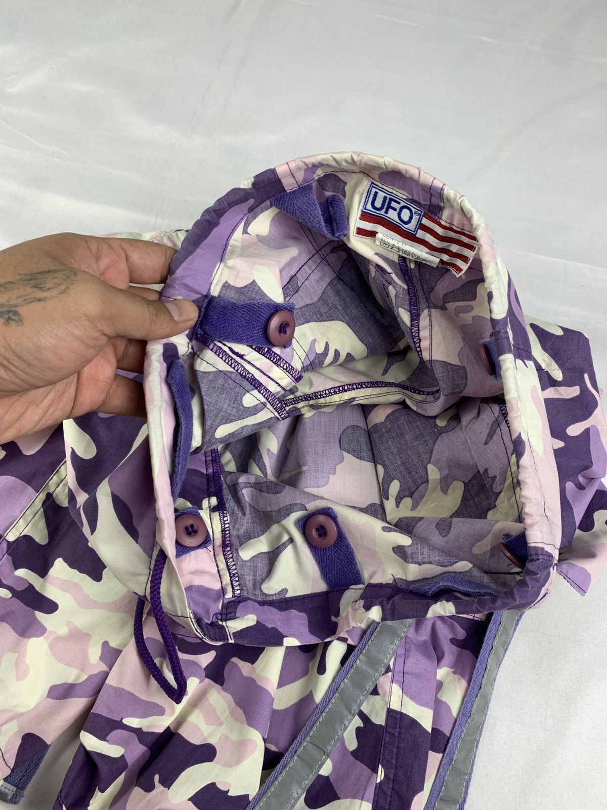 Japanese Brand 2000s UFO USA Purple Camo Combat Cargo Capri Pants Size 28" / US 6 / IT 42 - 6 Thumbnail