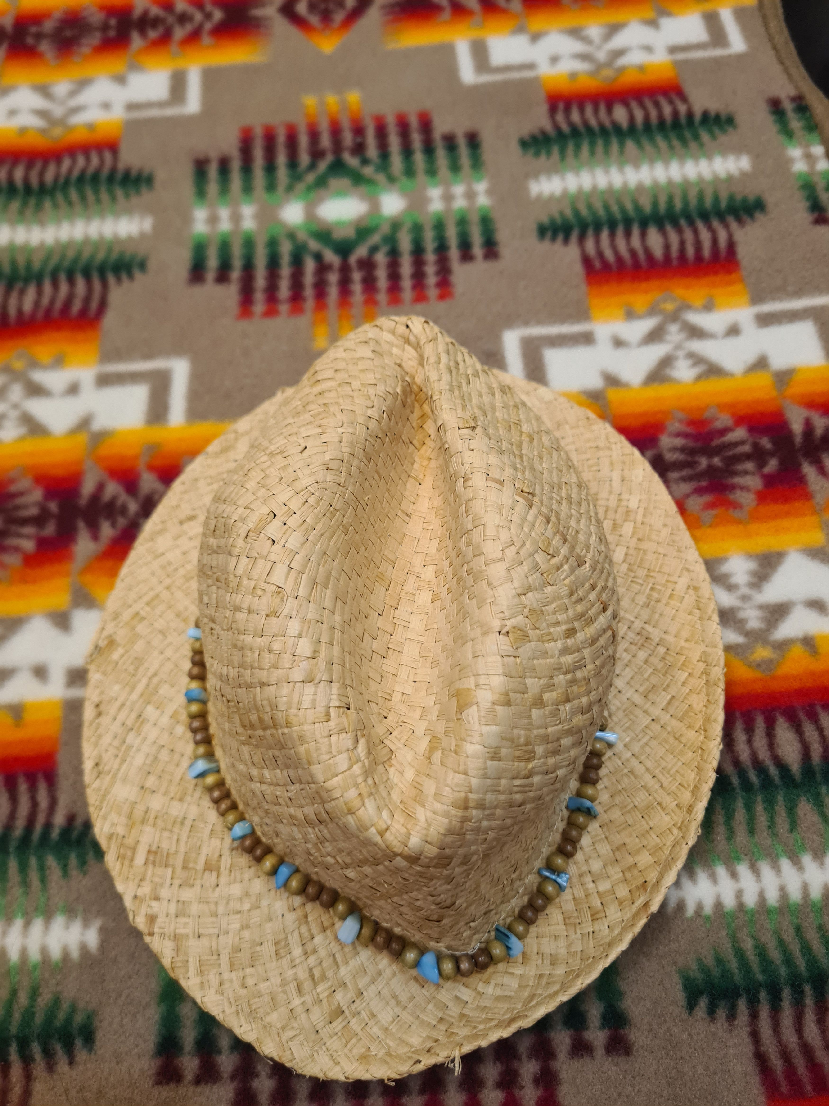 PONY Straw hat navajo aztec stone wood Size ONE SIZE - 2 Thumbnail