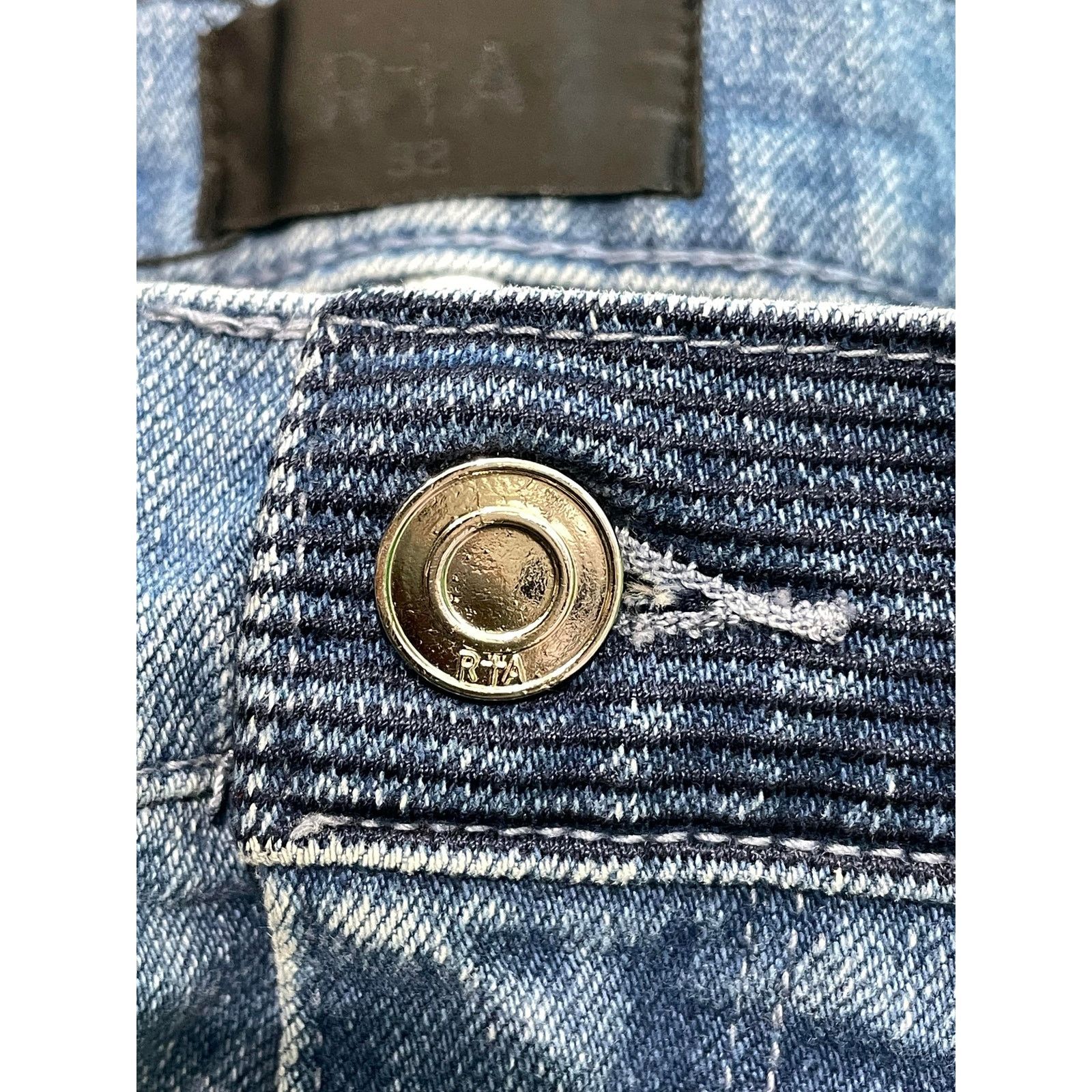 Rta RTA Zipper Knee Patch Light Wash Blue Jeans Size US 32 / EU 48 - 8 Thumbnail