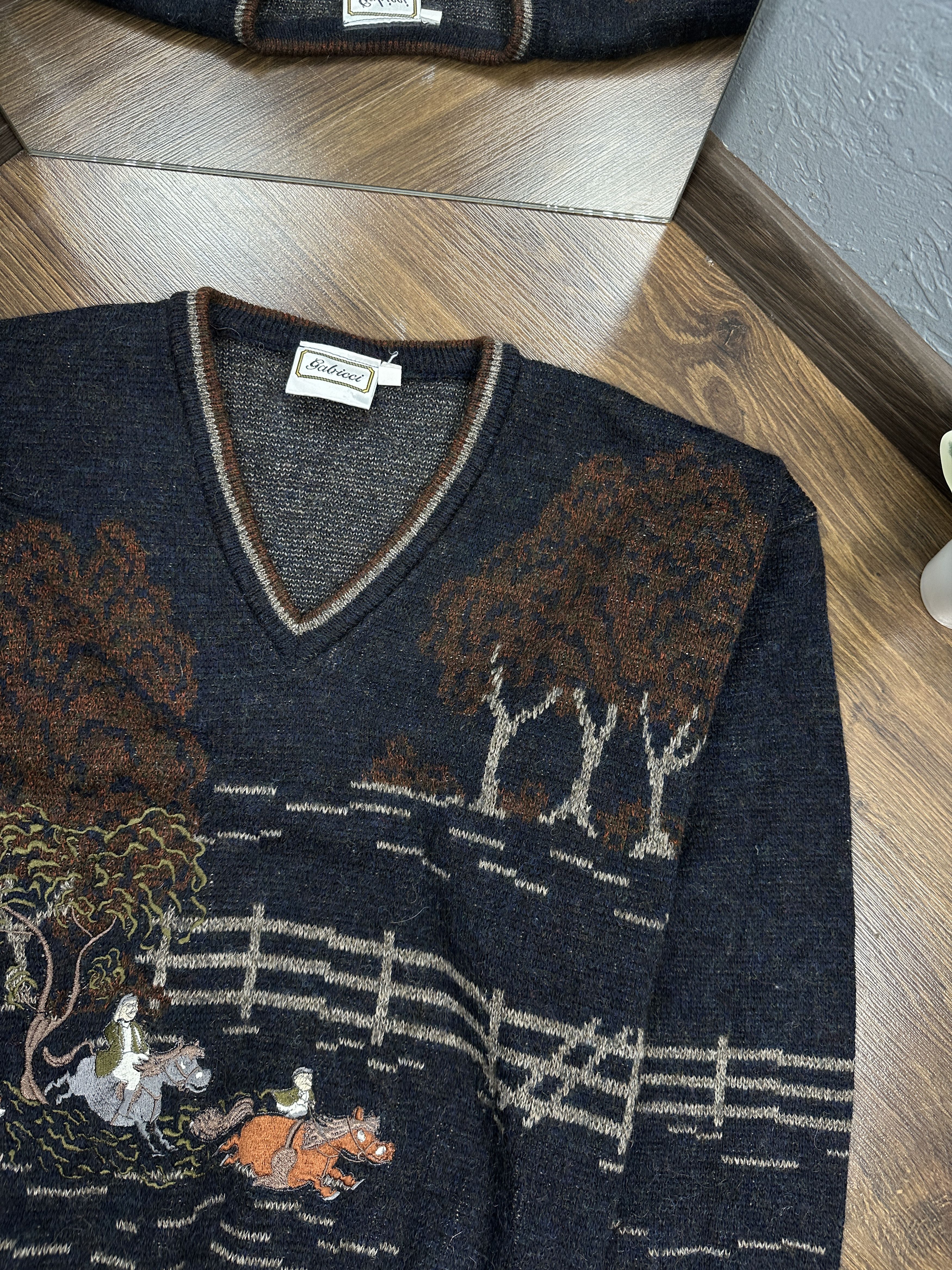 Vintage Vintage Knit Grandpa V-Neck Sweater Size US M / EU 48-50 / 2 - 2 Thumbnail