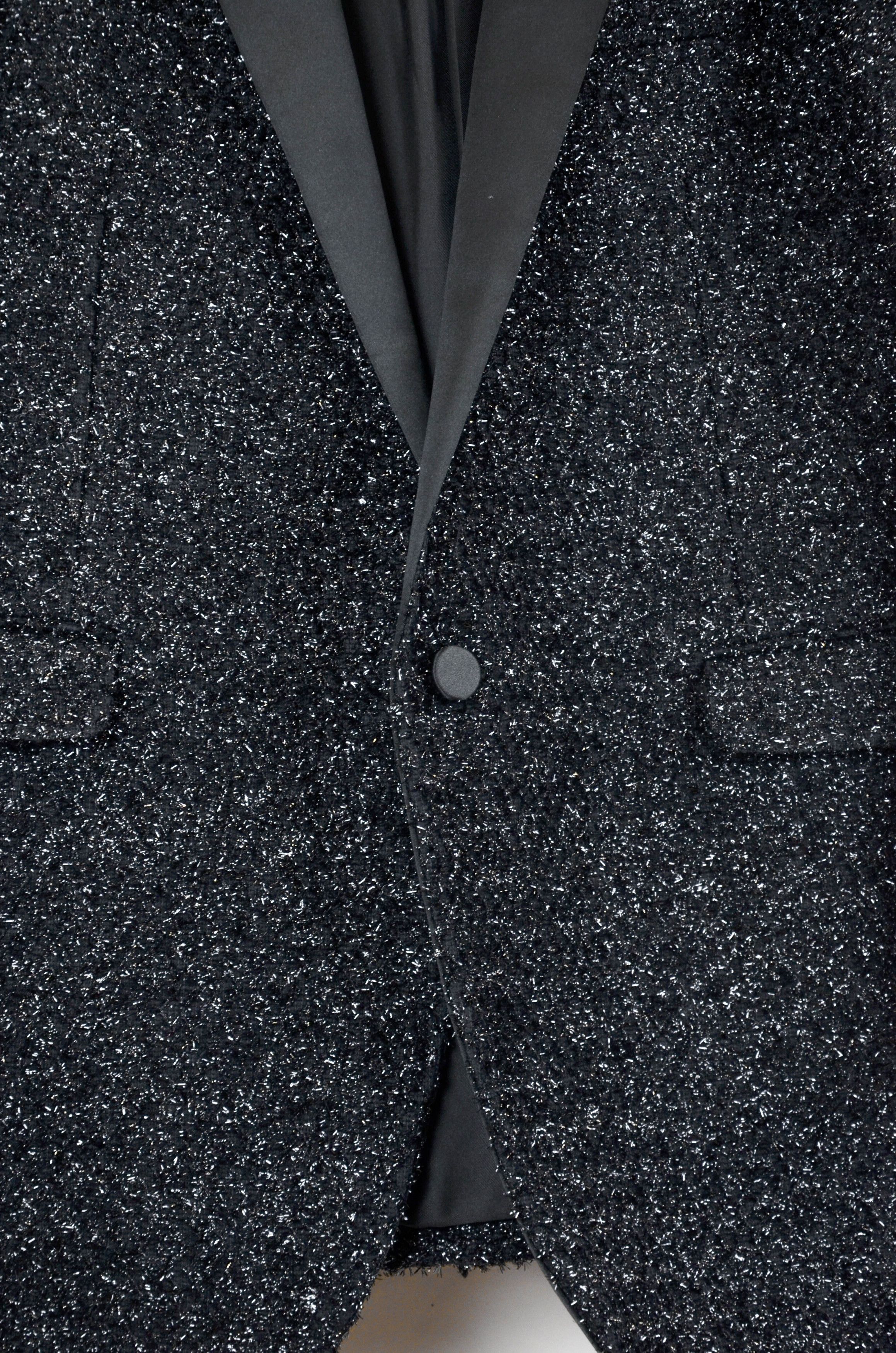 Saint Laurent Paris Saint Laurent Paris Black Sparkle Tuxedo Blazer – Size 46 Size 46R - 6 Thumbnail