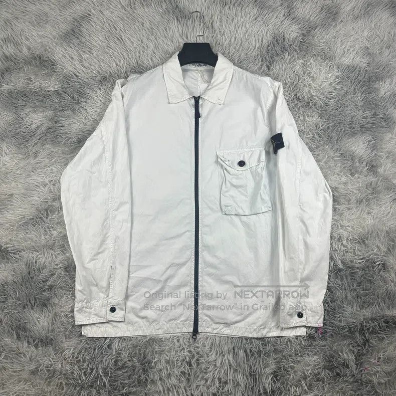 Stone Island Stone Island White Single Pocket Pearl White Zip-Up Jacket Size US XXL / EU 58 / 5 - 1 Thumbnail