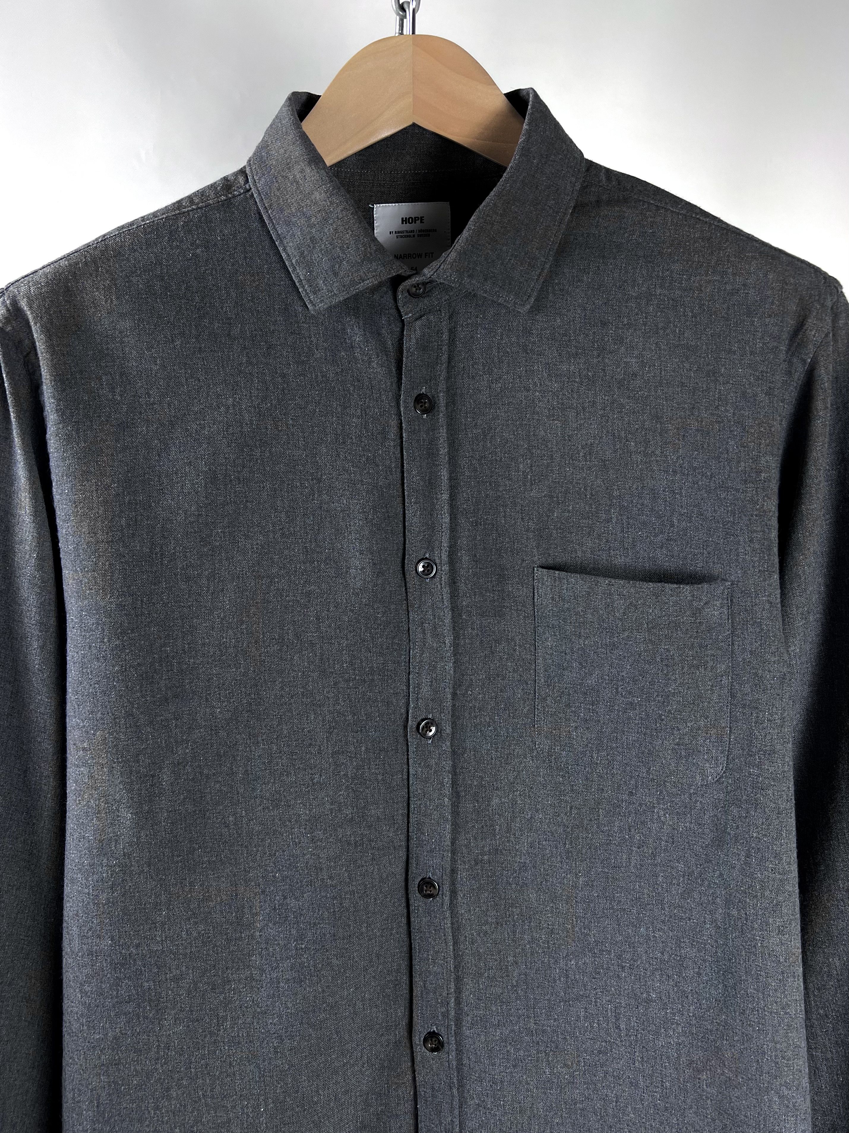 Hope Hope Flannel Narrow Fit Grey Long Sleeve Shirt Size US XL / EU 56 / 4 - 6 Thumbnail