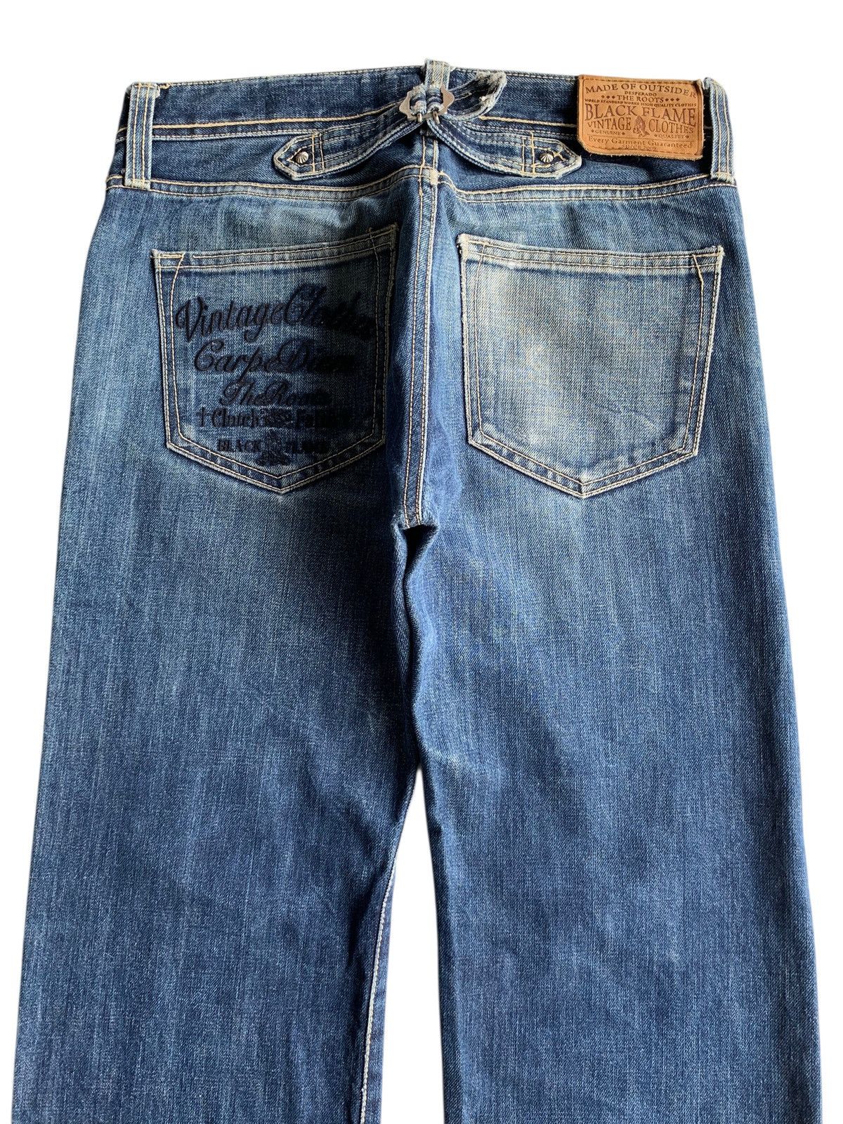 Other RARE BLACK FRAME SELVEDGE BUCKLE BACK FADED DISTRESSED DENIM Size US 32 / EU 48 - 8 Thumbnail