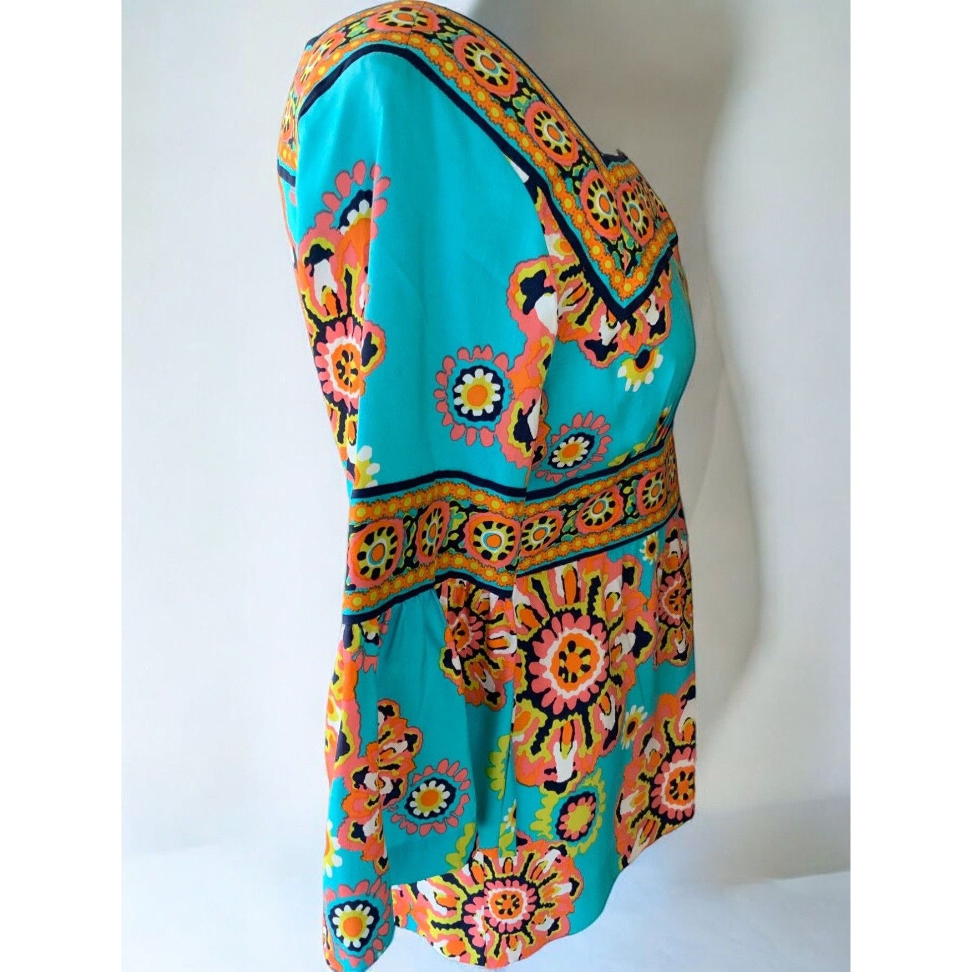 Trina Turk Trina Turk Silk Turquoise Gypsy Medallion Blouse 4 Size S / US 4 / IT 40 - 5 Thumbnail