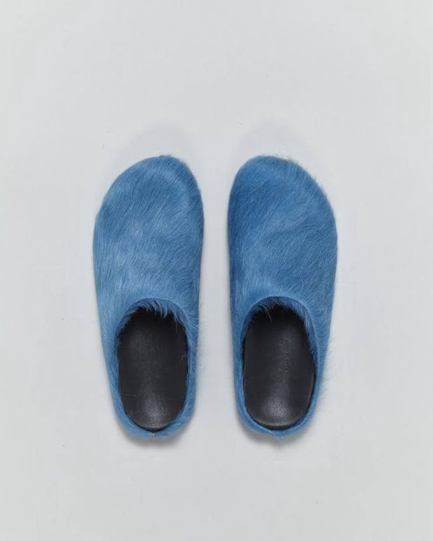 Marni o1w1db10326 Fussbett Sabot Calf-Hair Slippers in Blue Size US 10 / IT 40 - 1 Thumbnail