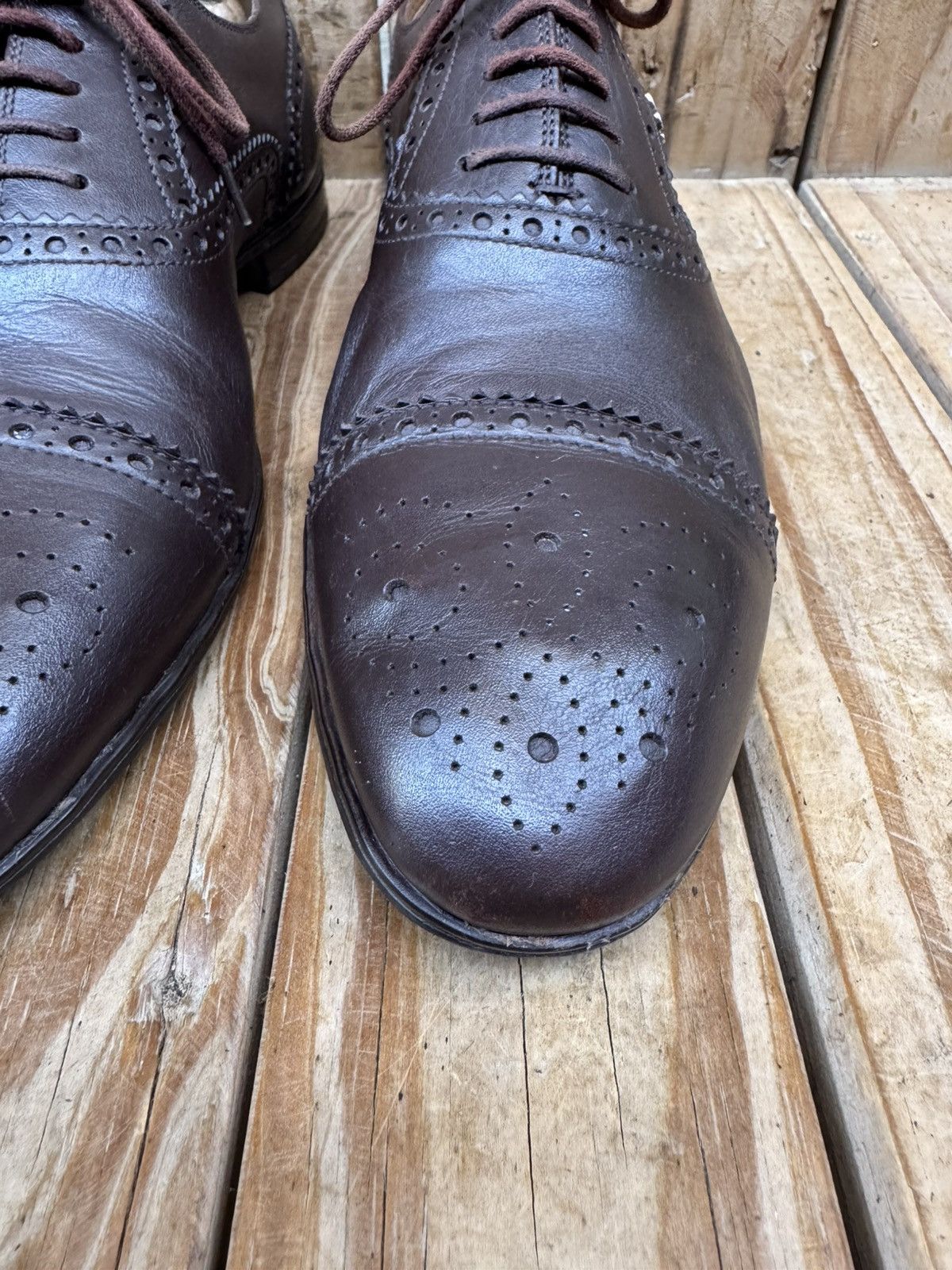 Gucci Gucci brown Cap Toe Leather Men's Dress Shoes UK 6 USA 6.5 Size US 6.5 / EU 39-40 - 7 Thumbnail