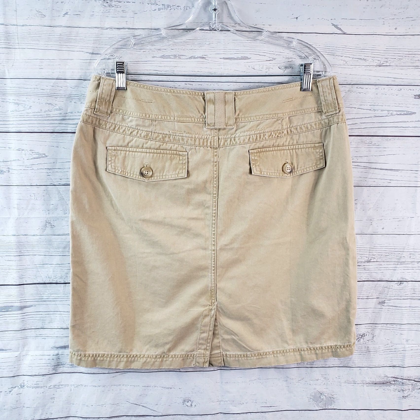Eddie Bauer Eddie Bauer Womens Pencil Skirt Sz 12 Tan Cotton Pockets Short Brown 12 New with Tags Womens Size 34" / US 12 / IT 48 - 2 Thumbnail