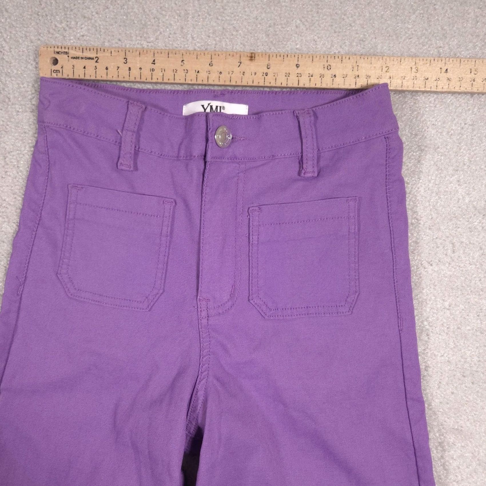 Vintage YMI Pants Womens M Purple Twill Straight Leg Chino Capri Zip Fly Stretch Size 32" / US 10 / IT 46 - 4 Thumbnail