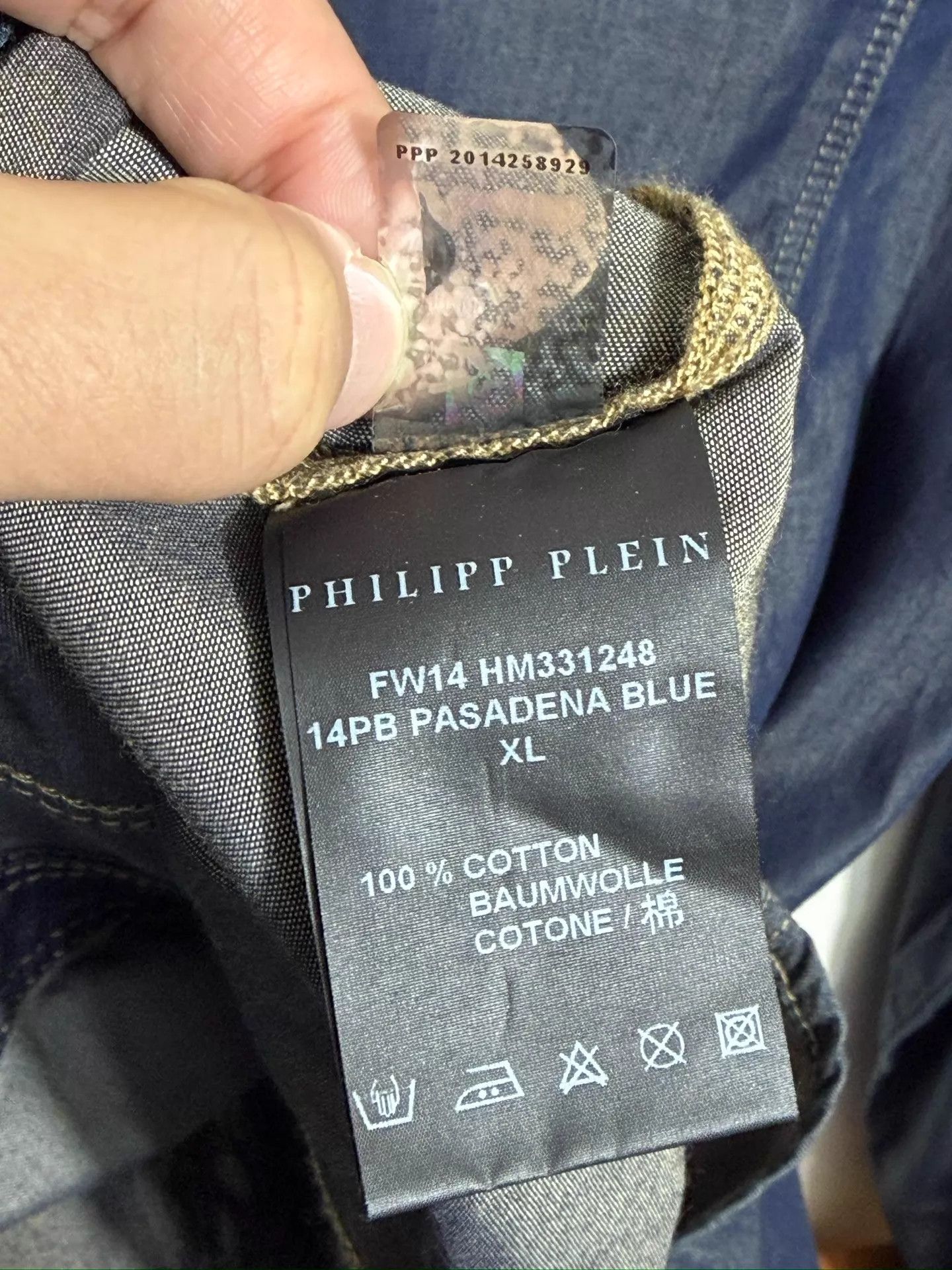 Philipp Plein Philipp Plein Slim Denim Shirt Dark Wash M/L/XL Size US XL / EU 56 / 4 - 7 Thumbnail