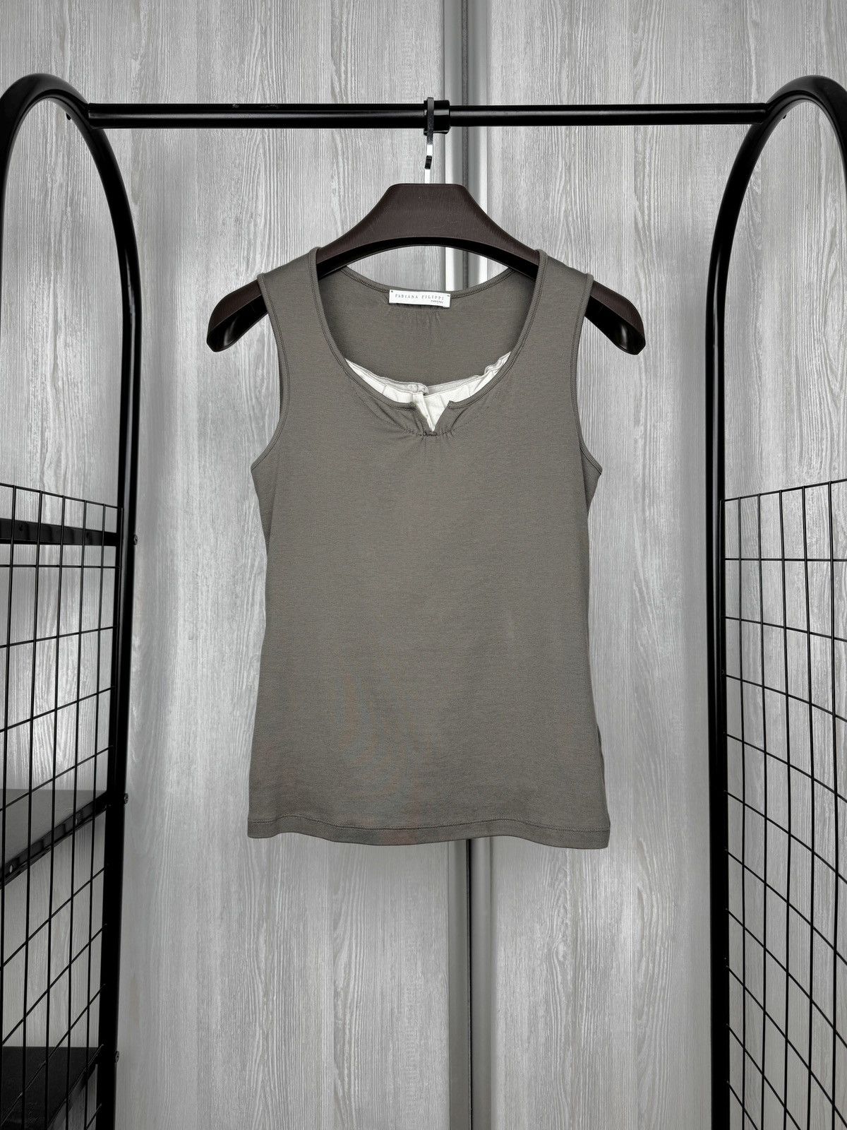 Fabiana Filippi Fabiana Fillipi grey cotton silk tank top size S Size S / US 4 / IT 40 - 1 Thumbnail