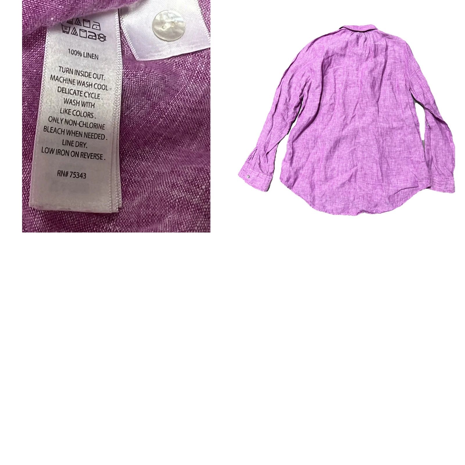 CO Jones & Co Womens Button-Up Shirt Purple Long Sleeve M Linen Size M / US 6-8 / IT 42-44 - 8 Thumbnail