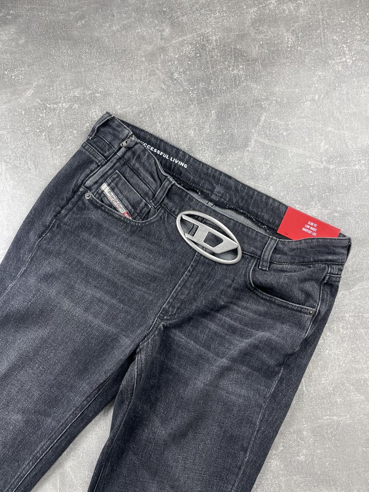 Diesel Diesel Industry Dark Bootcut Jeans Metal Logo Belt Buckle Size 28" / US 6 / IT 42 - 5 Thumbnail