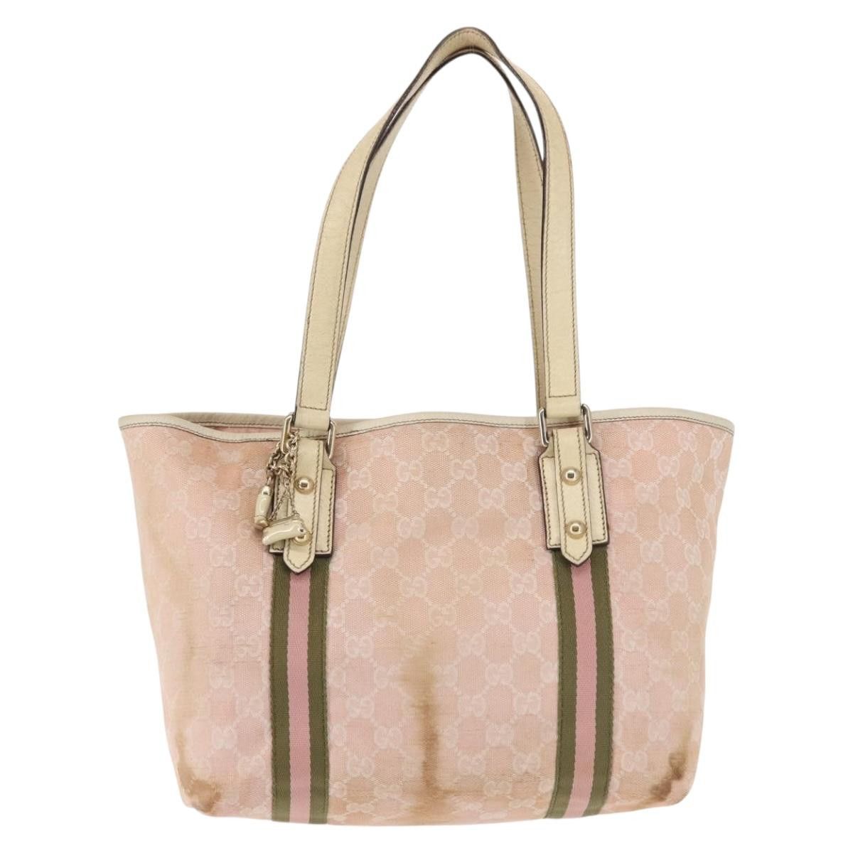 Gucci GUCCI GG Canvas Sherry Line Tote Bag Pink Gold Khaki Size ONE SIZE - 2 Thumbnail