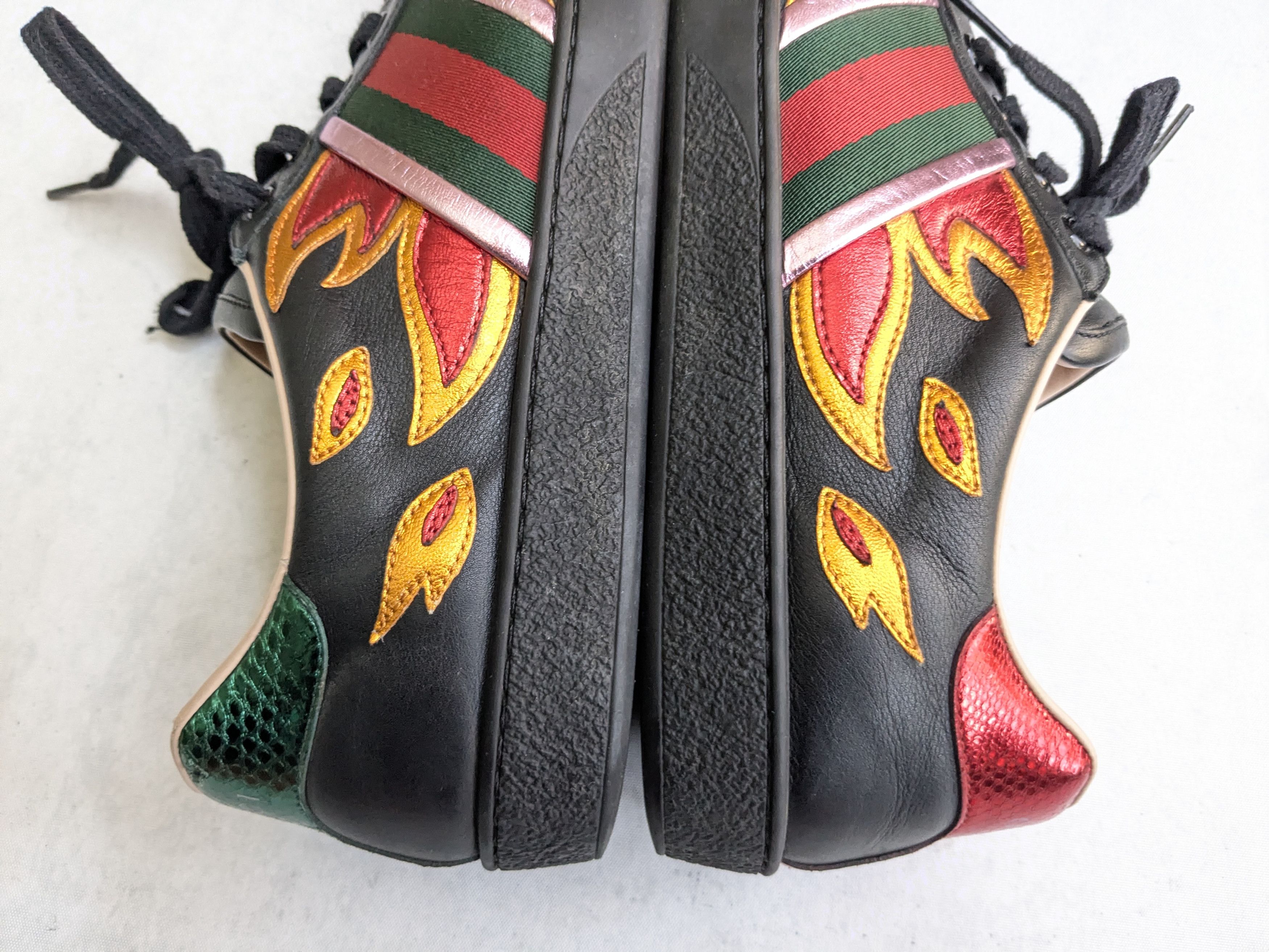 Gucci Gucci Ace Sneakers Black Flames 9 Leather Size US 9 / EU 42 - 11 Thumbnail