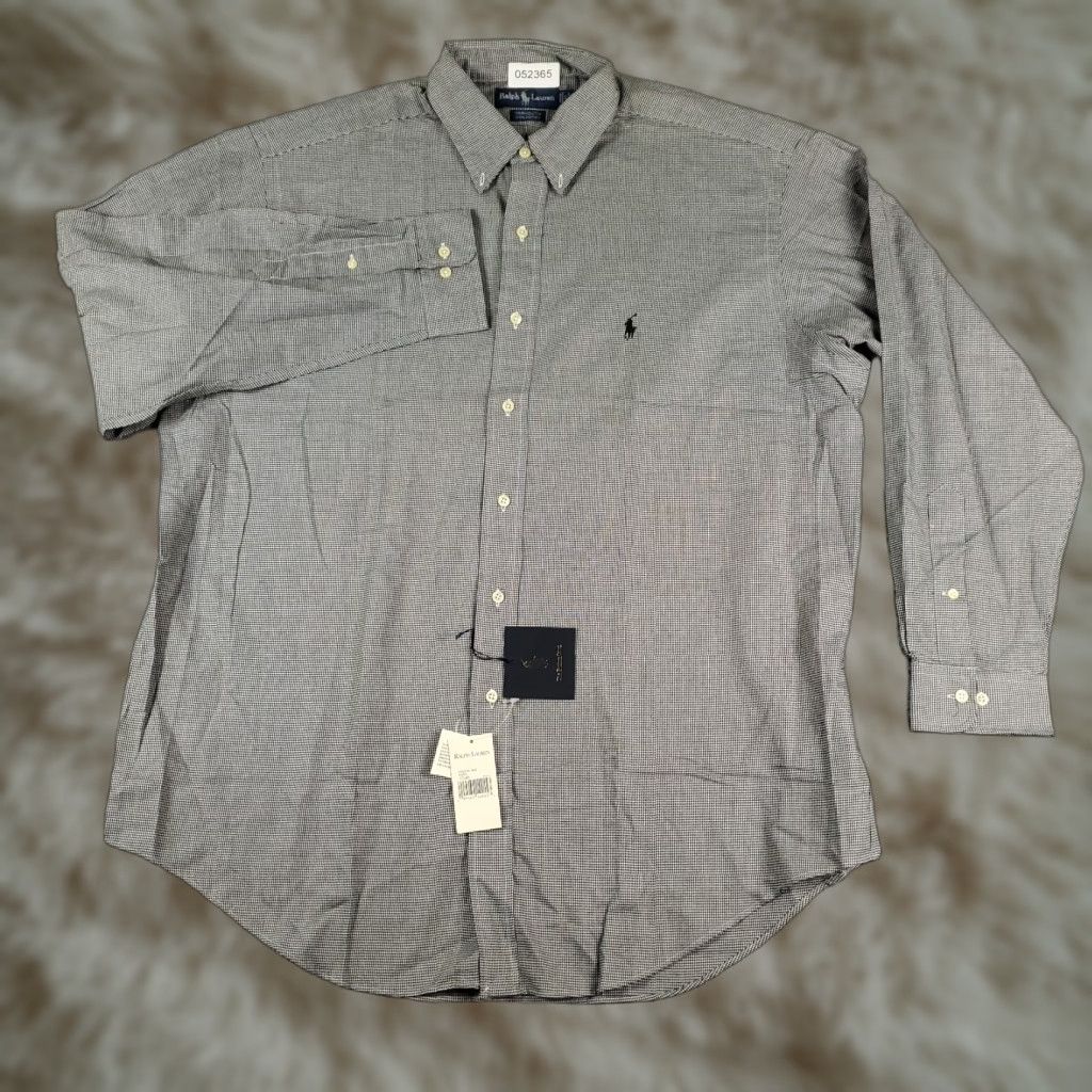 Ralph Lauren Ralph Lauren Shirt Mens Size 17 Gray Houndstooth Dress Button-Down Long Sleeve Cotton Classic Business Casual 17 Mens Size 46R - 1 Thumbnail
