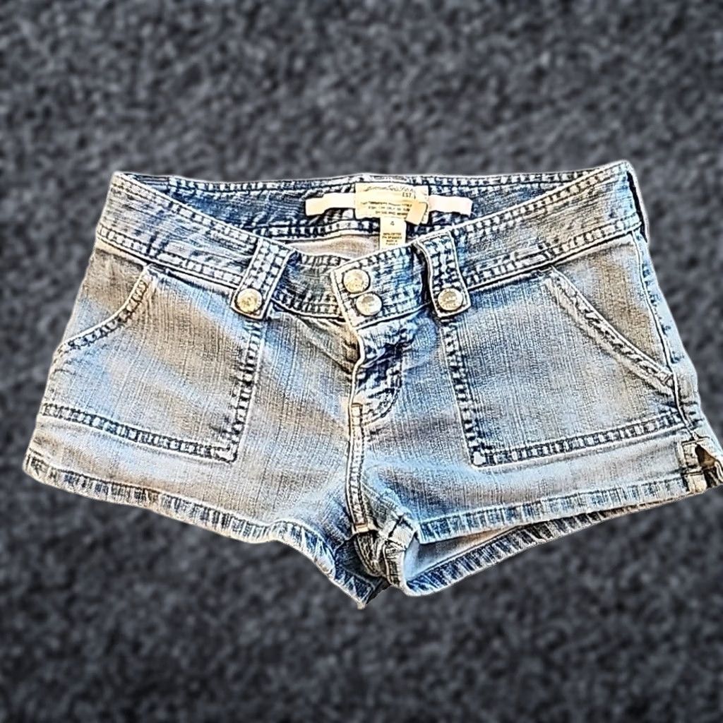 Abercrombie & Fitch VINTAGE Abercrombie & Fitch Shorts Womens Size 4 Denim Blue Hot Pants Jeans Stretch Regular Womens 4 Modern era 90s? Size 27" / US 4 / IT 40 - 1 Thumbnail
