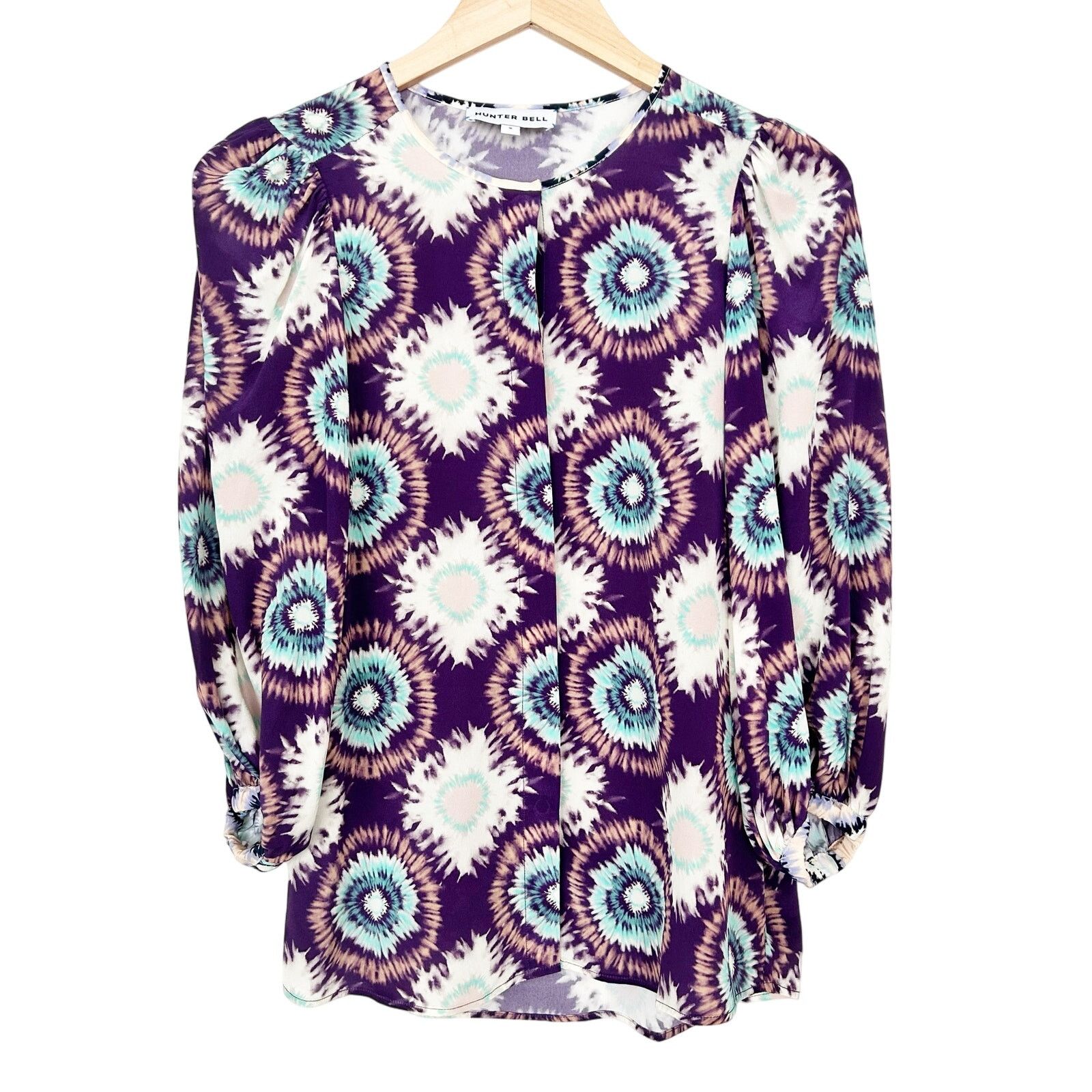 Hunter Bell Hunter Bell Finley Purple Printed Blouse Sz S Size S / US 4 / IT 40 - 1 Thumbnail