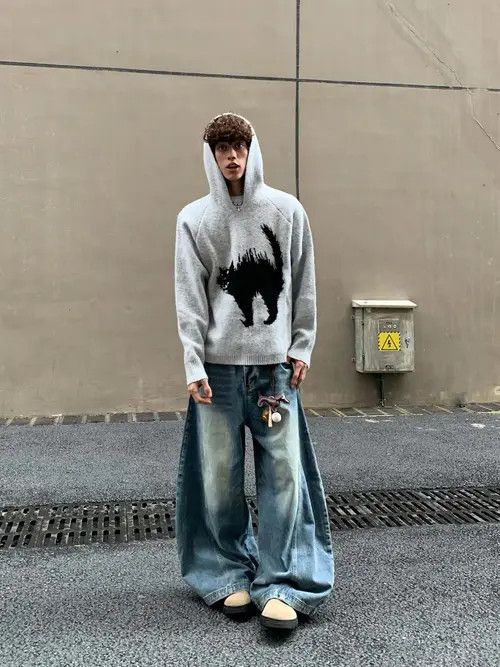 VIBE Cat Knit Hoodie Size US L / EU 52-54 / 3 - 1 Thumbnail