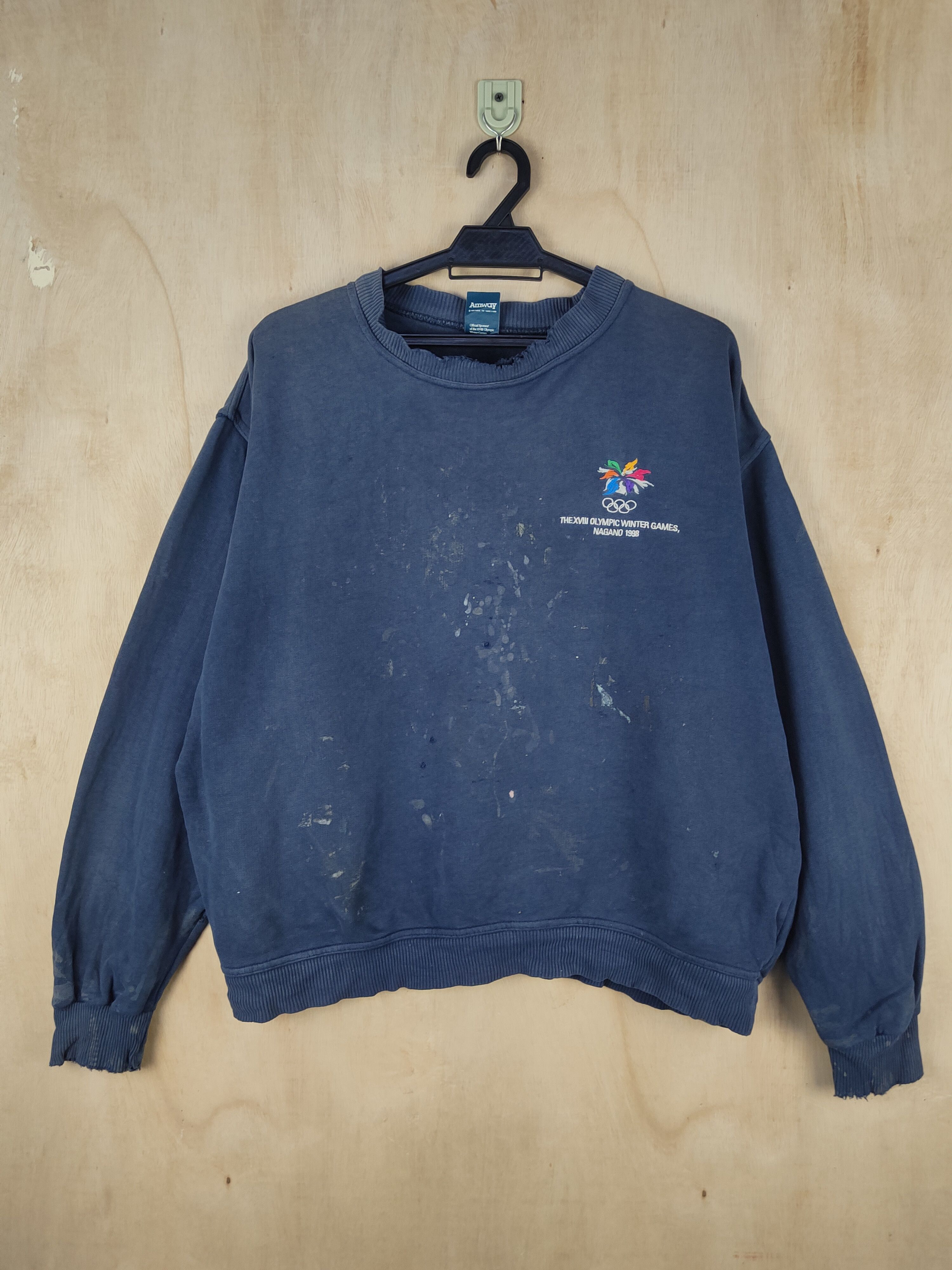 USA Olympics Olympic Winter Nagano 1998 vtg thrashed Sweatshirts #S2495 Size US XL / EU 56 / 4 - 1 Thumbnail