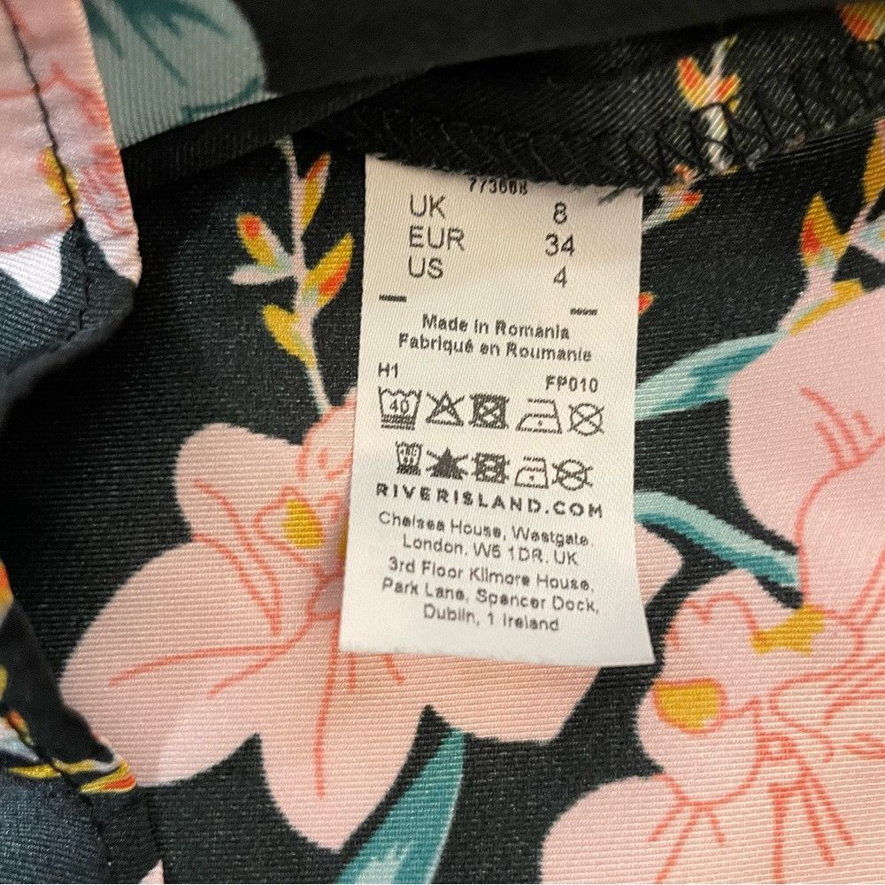 River Island River Island Floral Black Mini Dress Size 4 Size S / US 4 / IT 40 - 8 Thumbnail