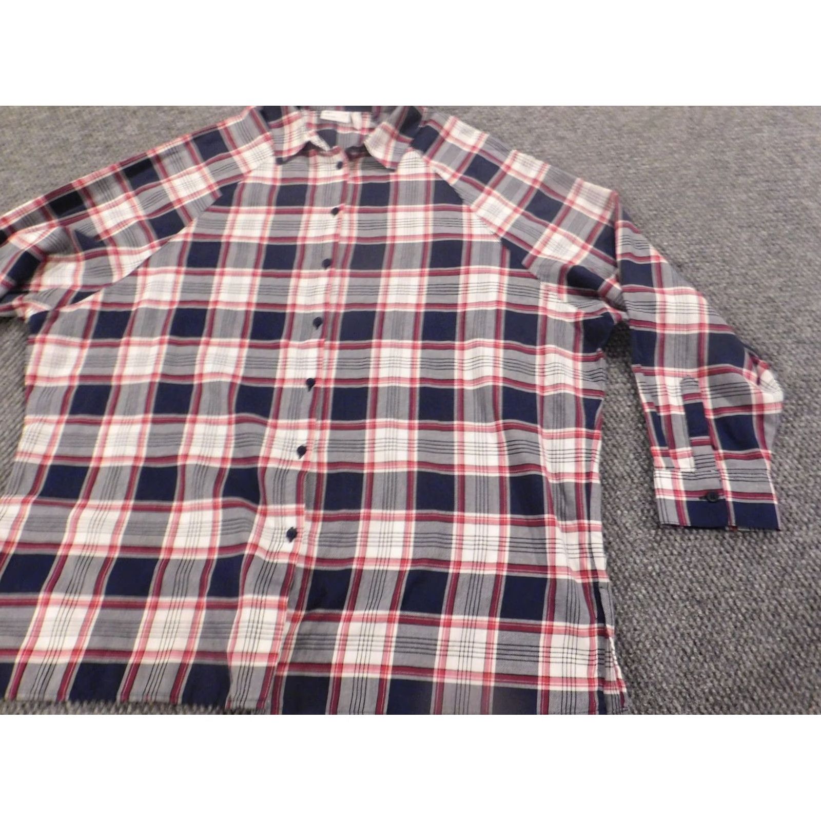 Asos ASOS Blouse Shirt Womens 10 Red Plaid Button Down Collared Long Sleeve Rayon Casual Lightweight Size L / US 10 / IT 46 - 4 Thumbnail