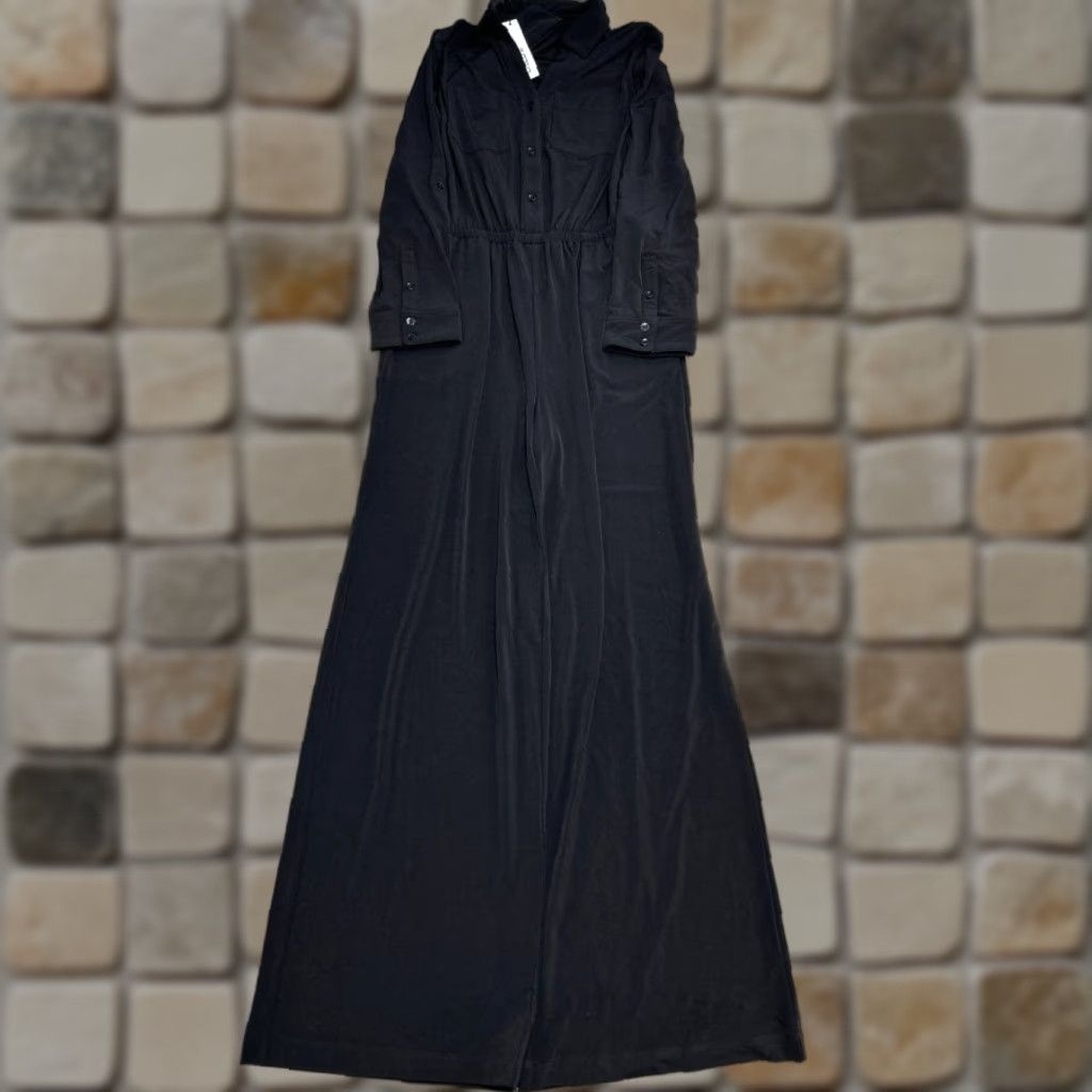 Vintage Chicos Jumpsuit Belted Jersey Maxi Womens Small Black Stretch Relaxed Fit New Size S / US 4 / IT 40 - 1 Thumbnail