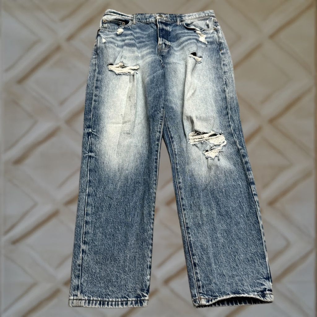 Lucky Brand Lucky Brand Drew Mom High Rise Taper Distressed Button Fly Denim Jeans Womens 10 Blue 90s City Classic Streetwear Mens Size 32" / US 10 / IT 46 - 1 Thumbnail