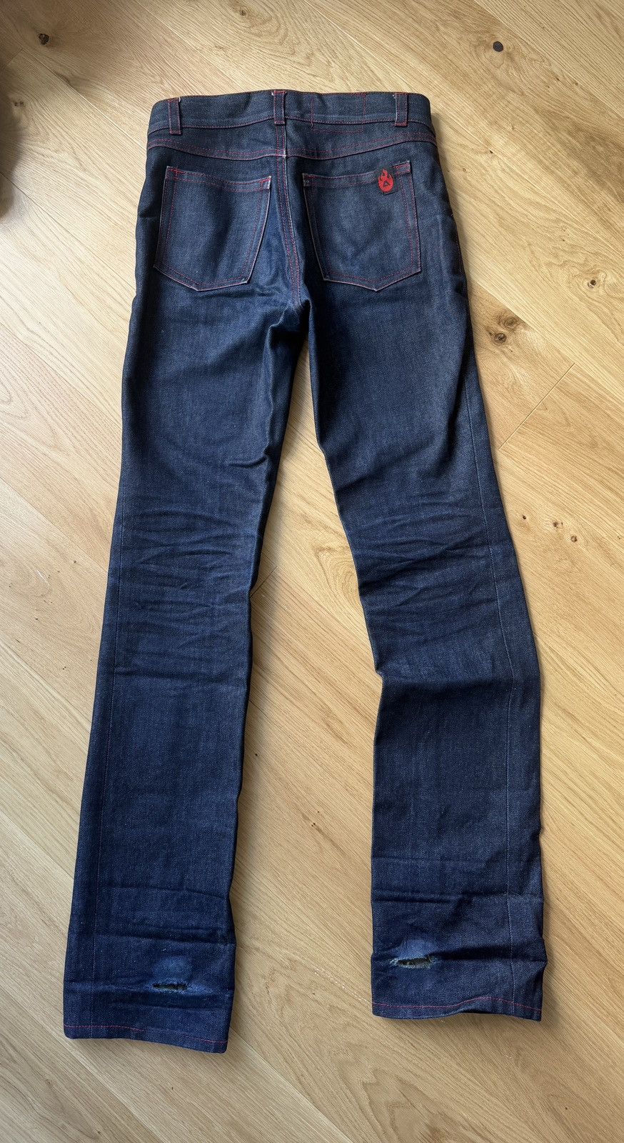 Acne Studios Early 2000s Acne International red stitch jeans flame patch Size US 29 - 5 Thumbnail