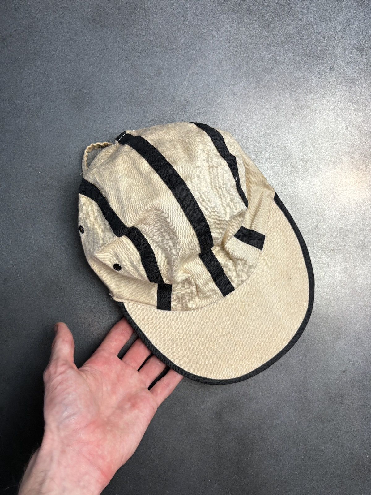 Vintage 1980s Vintage Hat Elastic Fitted Cap 1970s Stripe Long Brim Size ONE SIZE - 12 Thumbnail