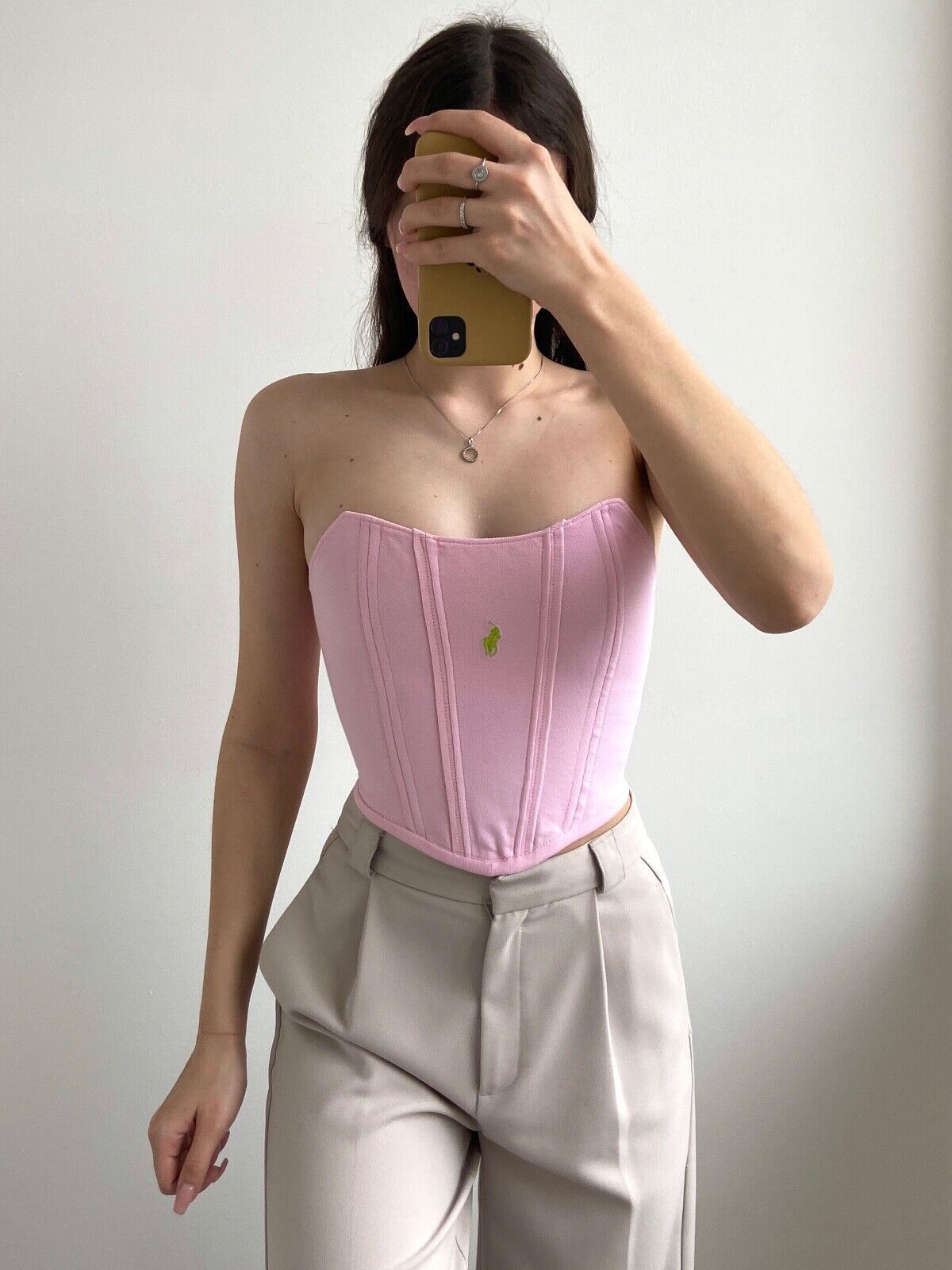 Handmade Handmade Polo Ralph Lauren Pink Women's Tank Crop Top Corset Size S / US 4 / IT 40 - 1 Thumbnail