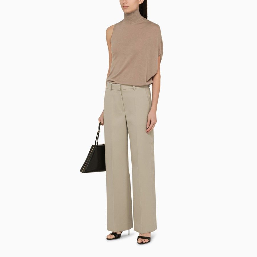 Calvin Klein o1d2blof0824 One-Shoulder Wool Turtleneck Top in Beige Size L / US 10 / IT 46 - 2 Thumbnail