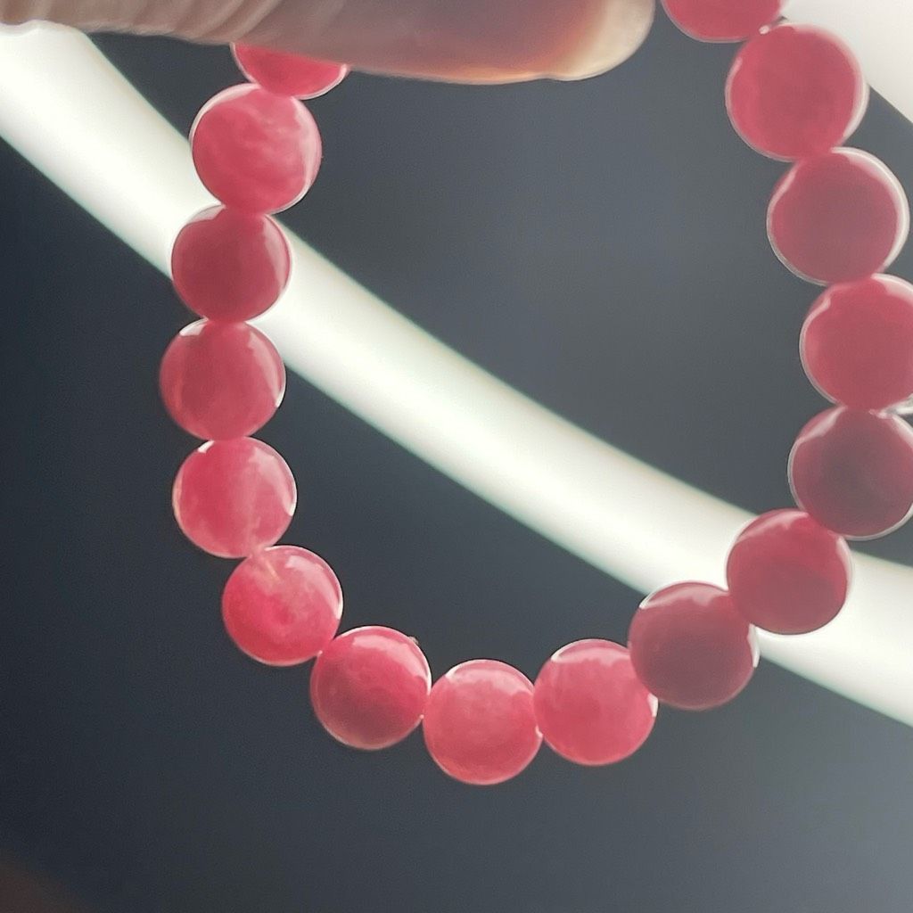 Other Icy Rhodonite Sakura Cherry Blossom gemmy stretch beaded bracelet 7” crystal healing beads 10mm Size ONE SIZE - 7 Thumbnail