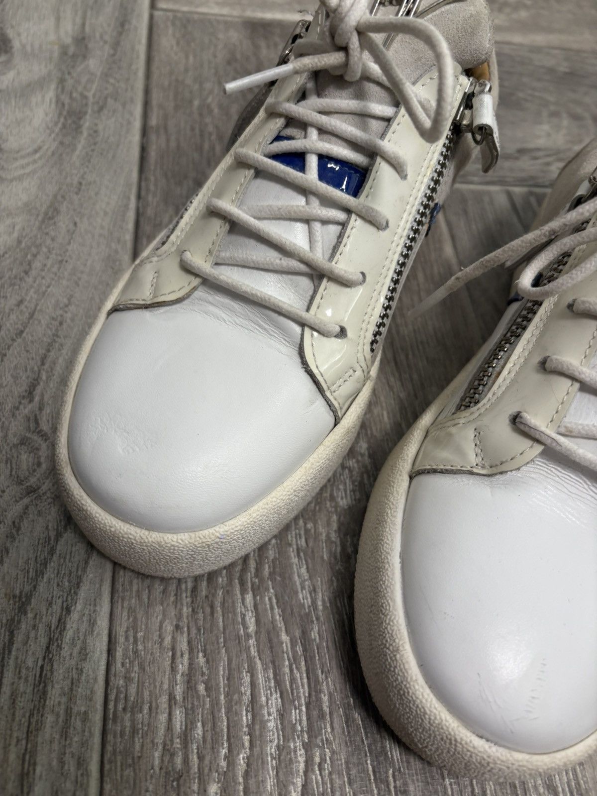 Giuseppe Zanotti Giuseppe Zanotti Men White Leather Zip Sneakers Luxury Size US 8 / EU 41 - 3 Thumbnail