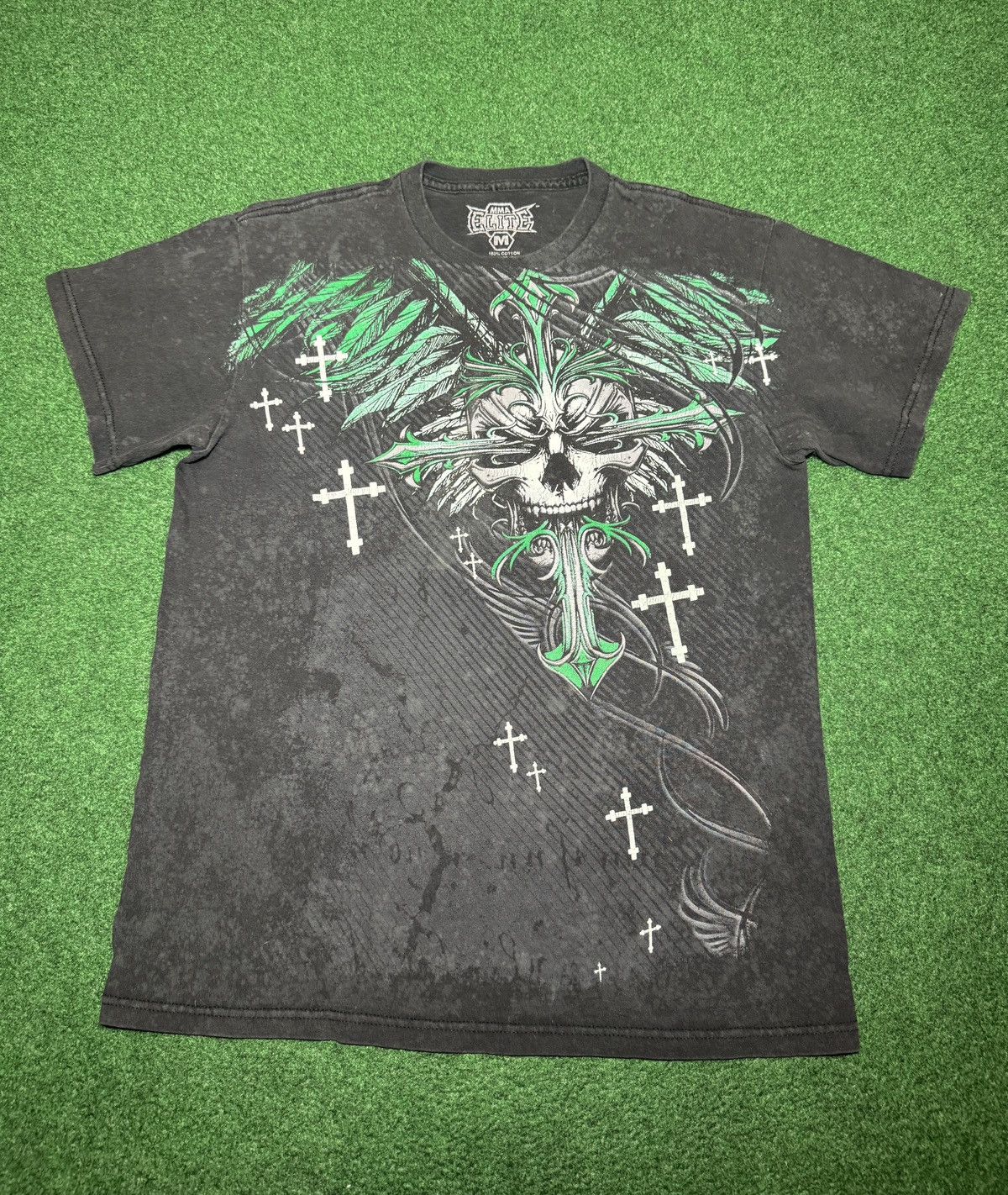 Affliction Vintage MMA Elite Skull Gothic Cross M Grunge Punk T Shirt Size US M / EU 48-50 / 2 - 1 Thumbnail