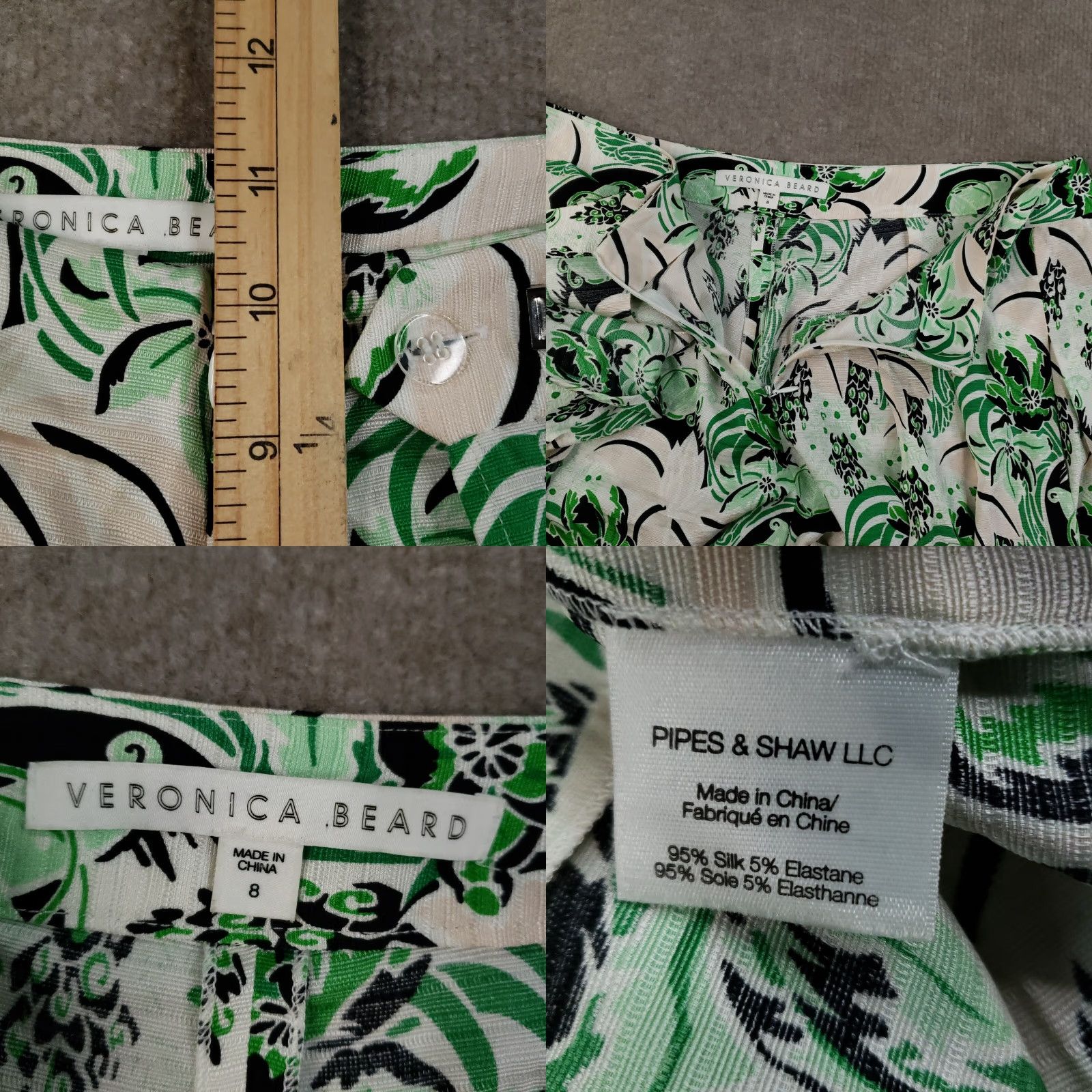 Veronica Beard VERONICA BEARD Skort Women Size 8 Green Pink Pleated Silk Spandex Floral Lightweight Stretch Size 30" / US 8 / IT 44 - 9 Thumbnail