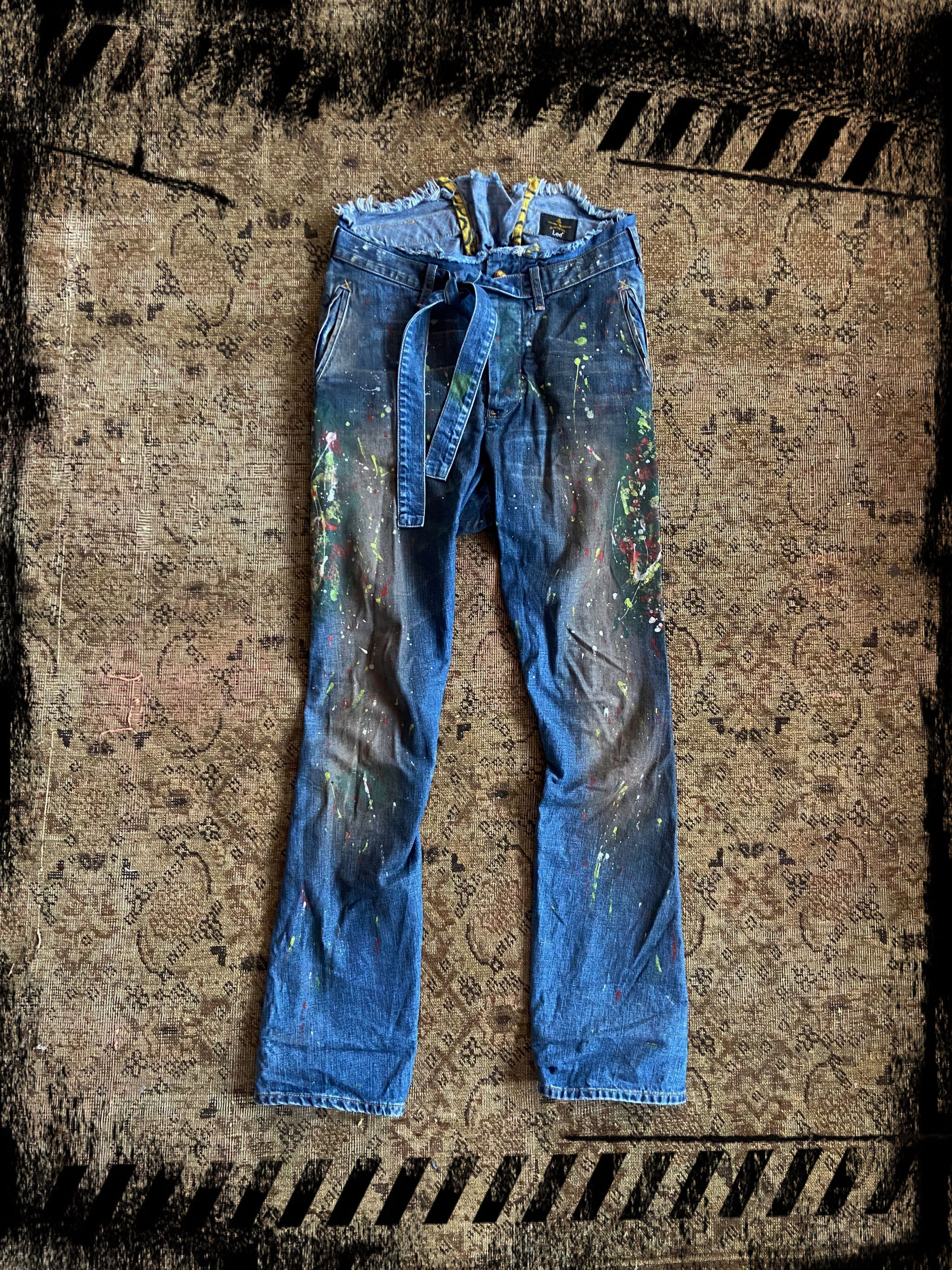 Lee × Vivienne Westwood Vivienne Westwood low crotch paint splattered jeans Size 25" / US 0 / IT 36 - 1 Thumbnail