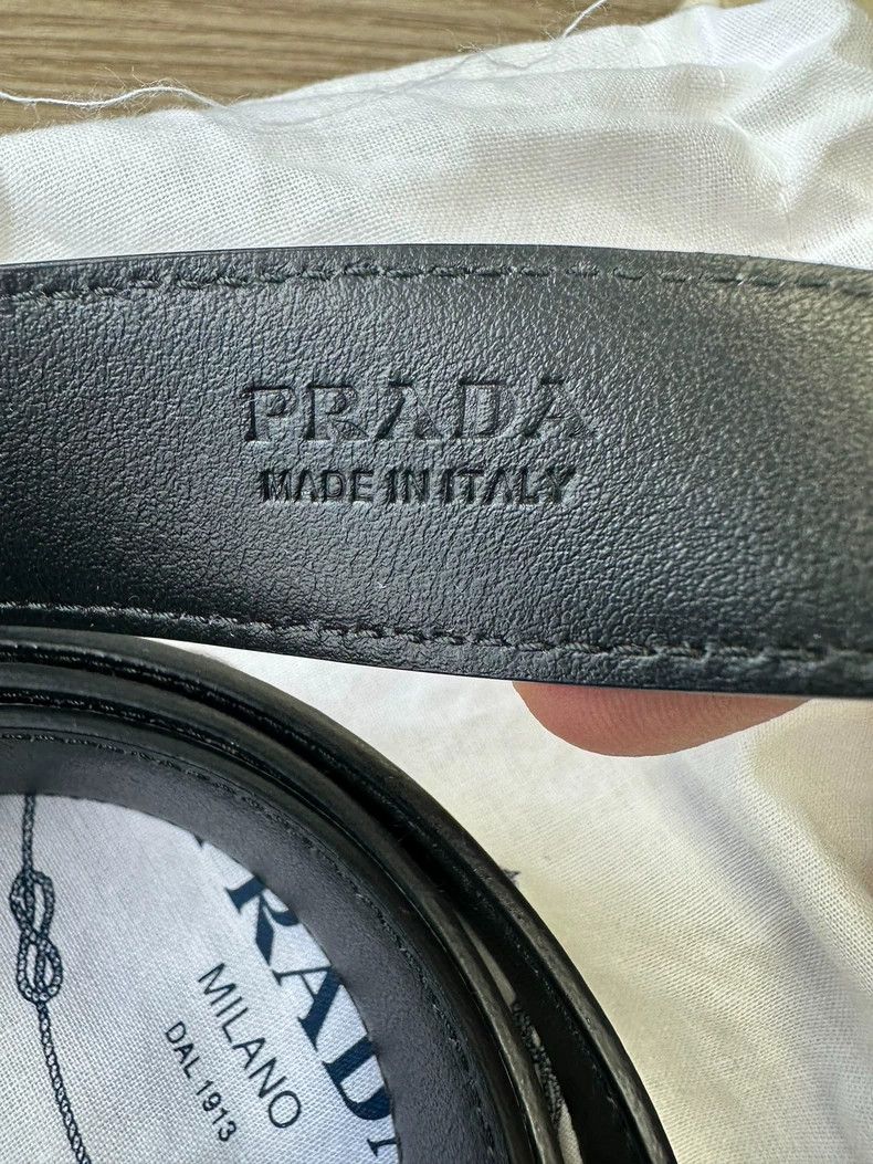 Prada Prada Triangle white leather belt Size ONE SIZE - 5 Thumbnail
