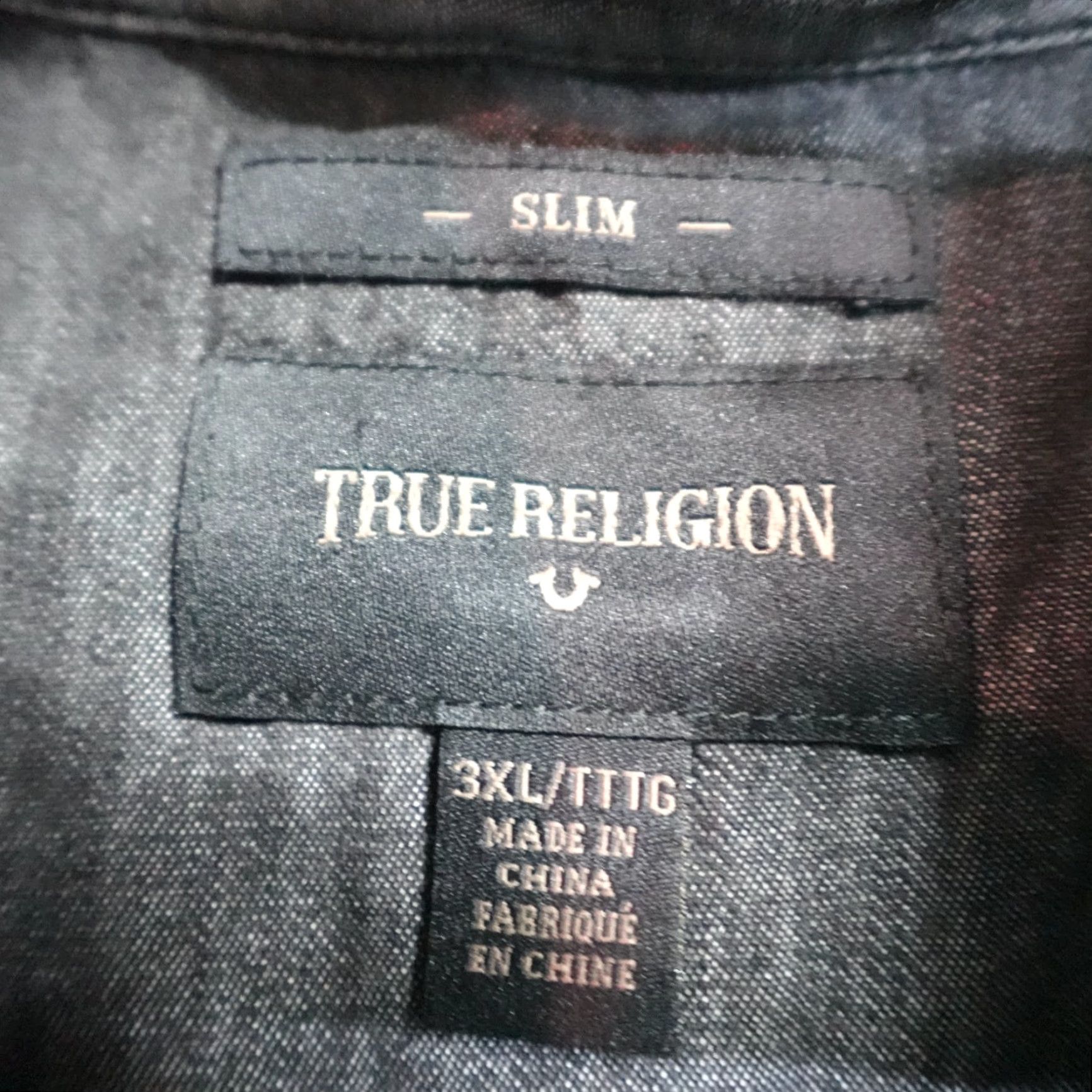 True Religion True Religion Shirt 3XL Gray Button-Down Slim 100% Cotton Chambray Shirt Mens Size US XXL / EU 58 / 5 - 3 Thumbnail
