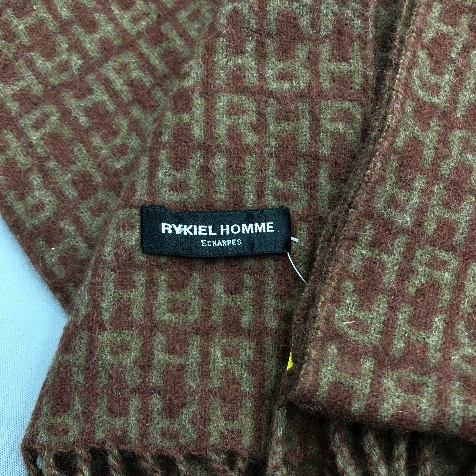 Sonia Rykiel Vintage Rykiel Homme Scarf RR Monogram Muffler Wool Scarves Size ONE SIZE - 4 Thumbnail