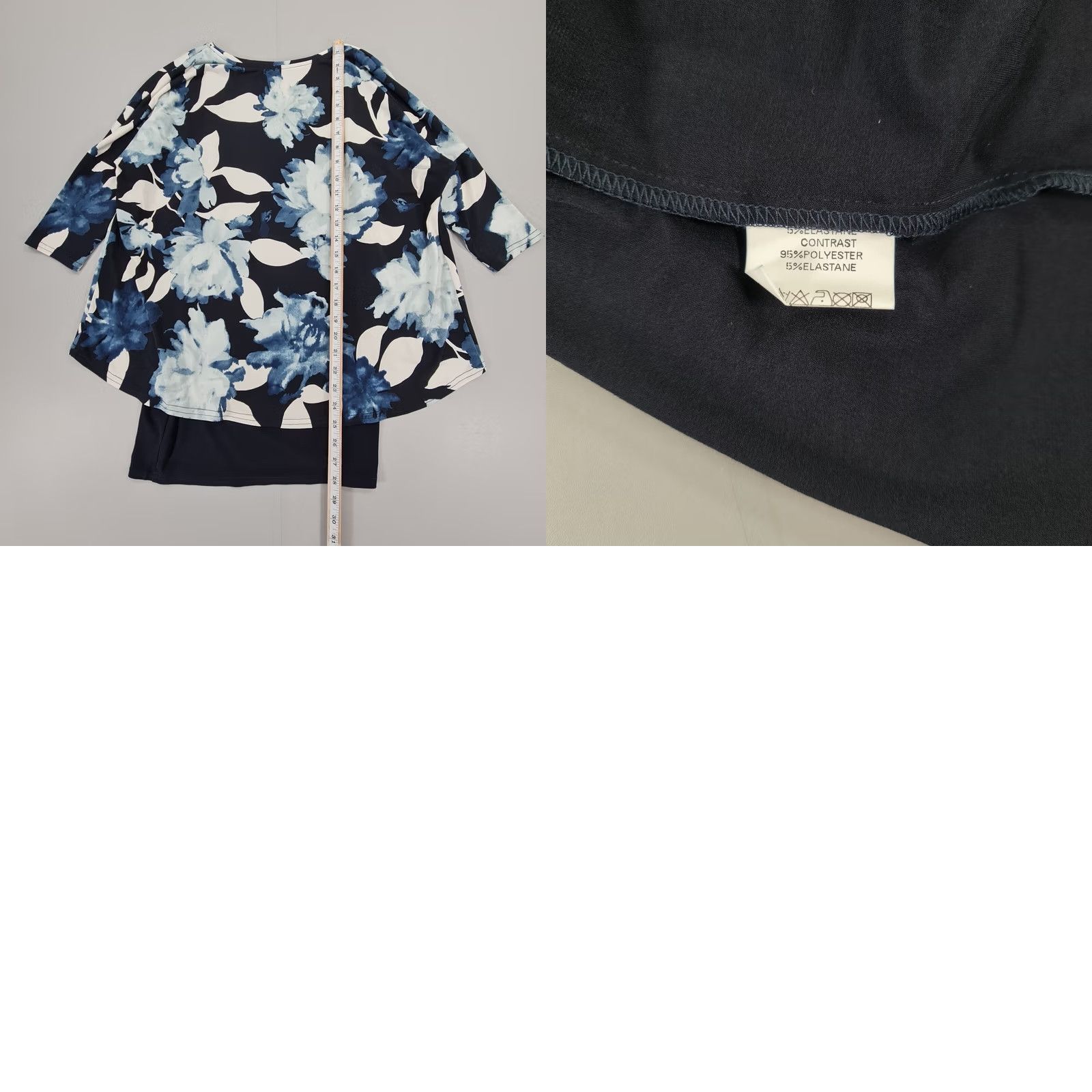 Vintage Chesca Womens Blouse Navy Blue Size 1 Tunic Floral 12-14 UK Size XL / US 12-14 / IT 48-50 - 8 Thumbnail