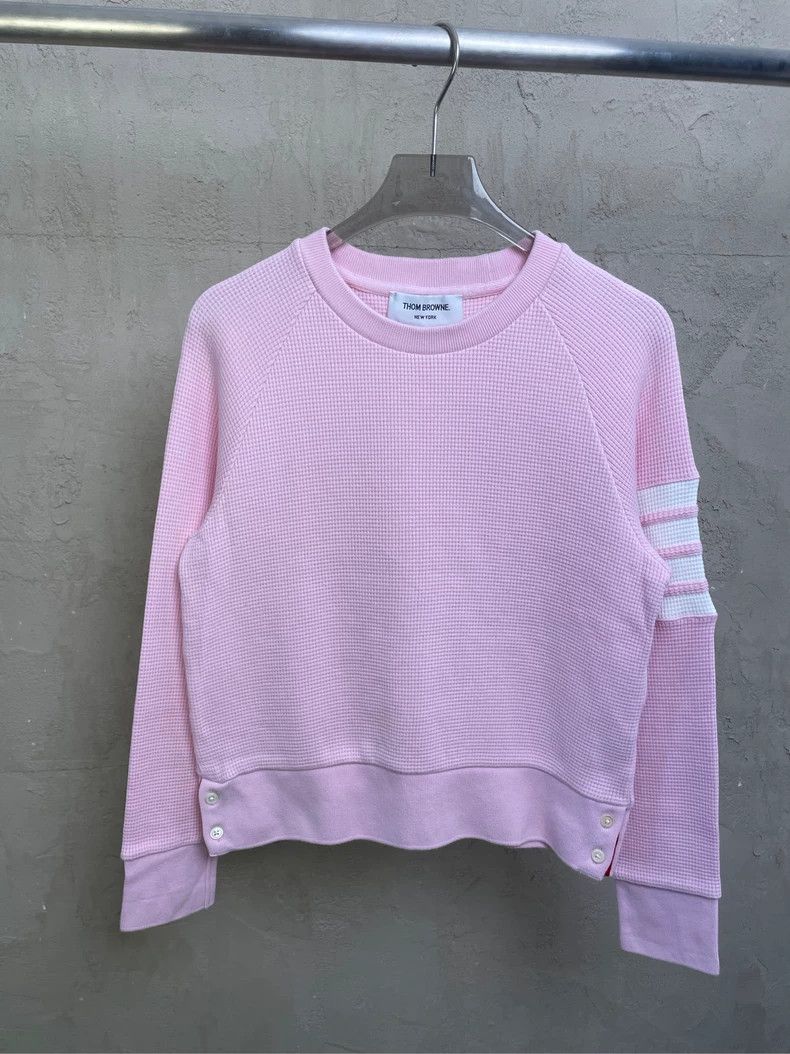 Thom Browne Thom browne Cherry blossom pink four-striped waffle round-n Size S / US 4 / IT 40 - 1 Thumbnail