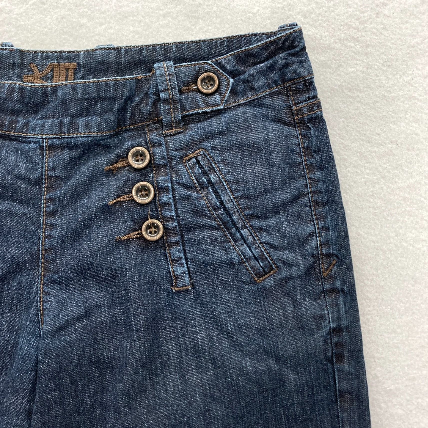 Vintage KUT from the Kloth Flared Trouser Pants Women's 28 Dark Blue Chambray Denim Size 28" / US 6 / IT 42 - 3 Thumbnail
