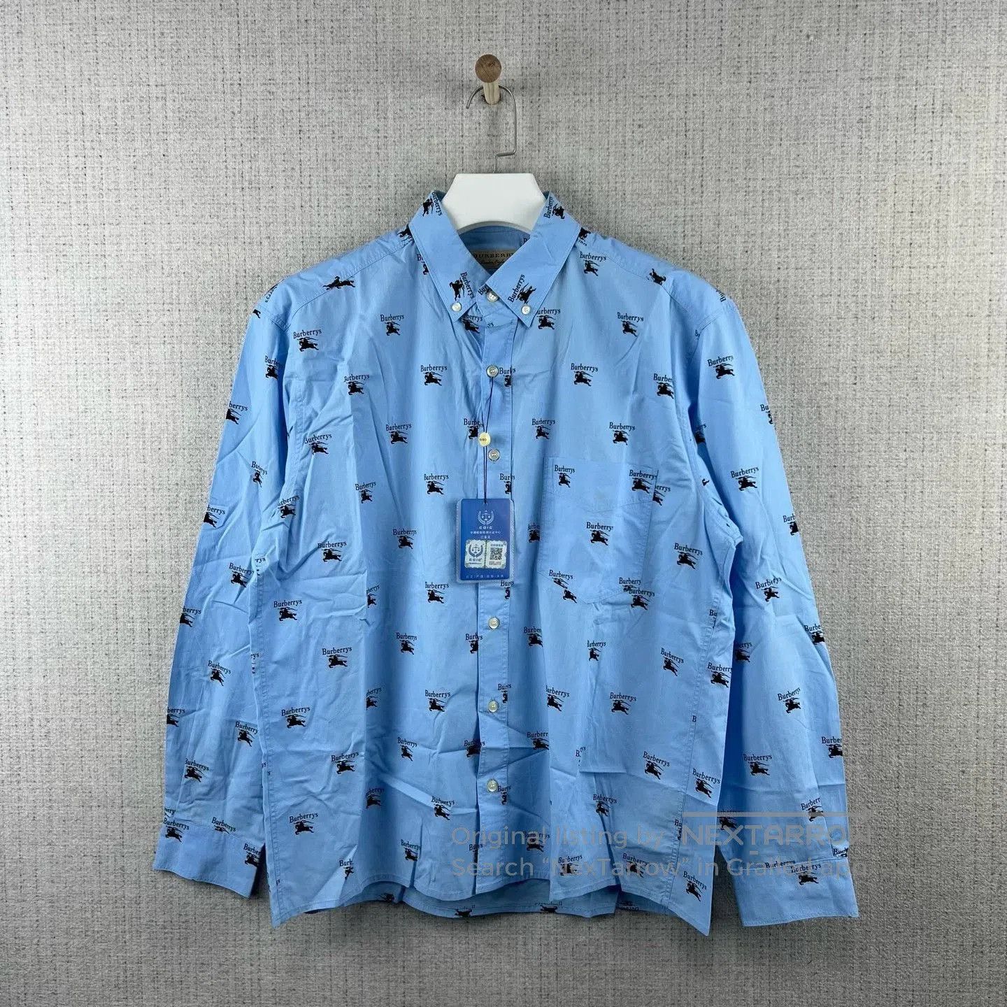 Burberry Burberry Collar Logo Print Cotton Shirt. Size US L / EU 52-54 / 3 - 1 Thumbnail