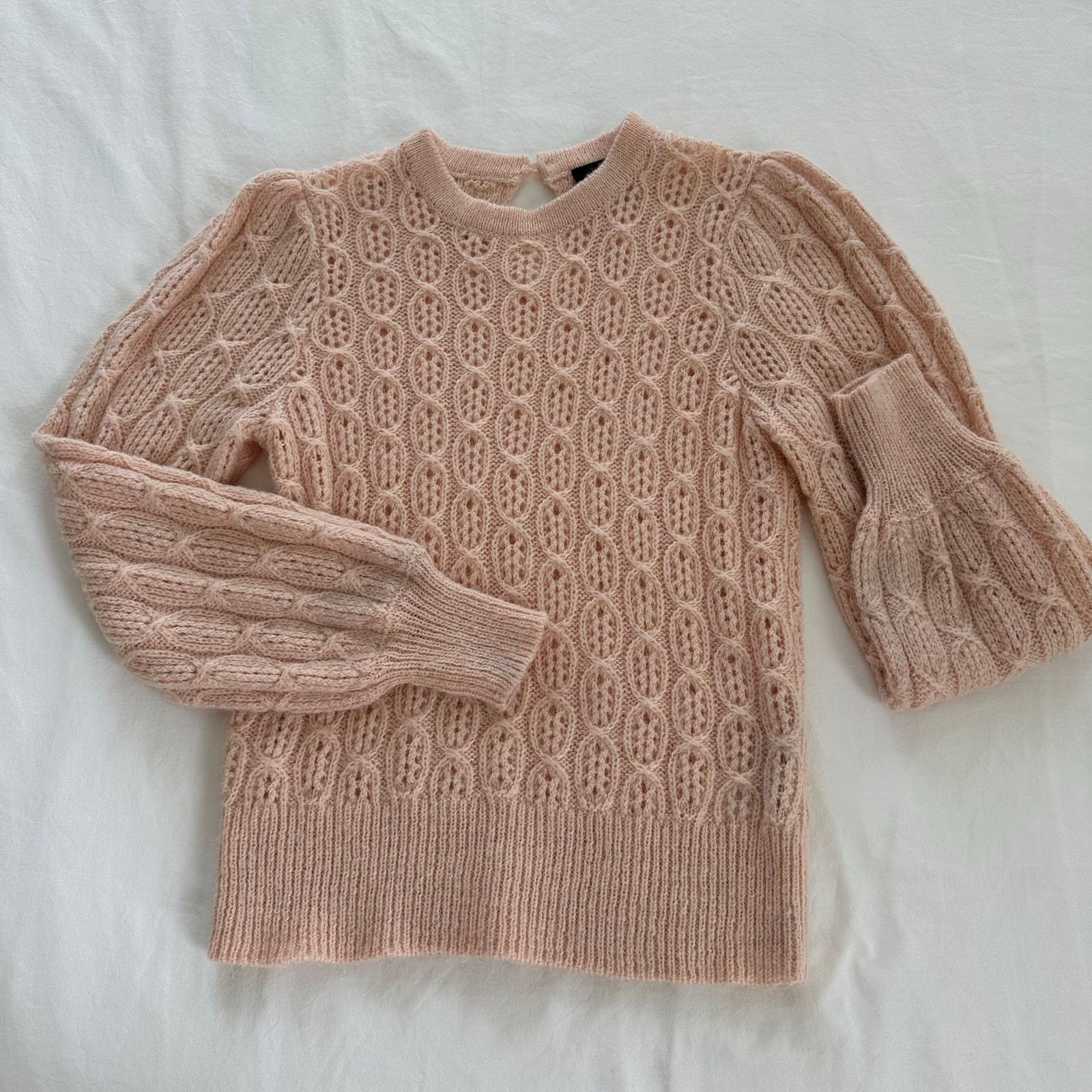 J.Crew J.Crew Balloon Sleeve Cable Knit Sweater Pink Size XS Size XS / US 0-2 / IT 36-38 - 3 Thumbnail